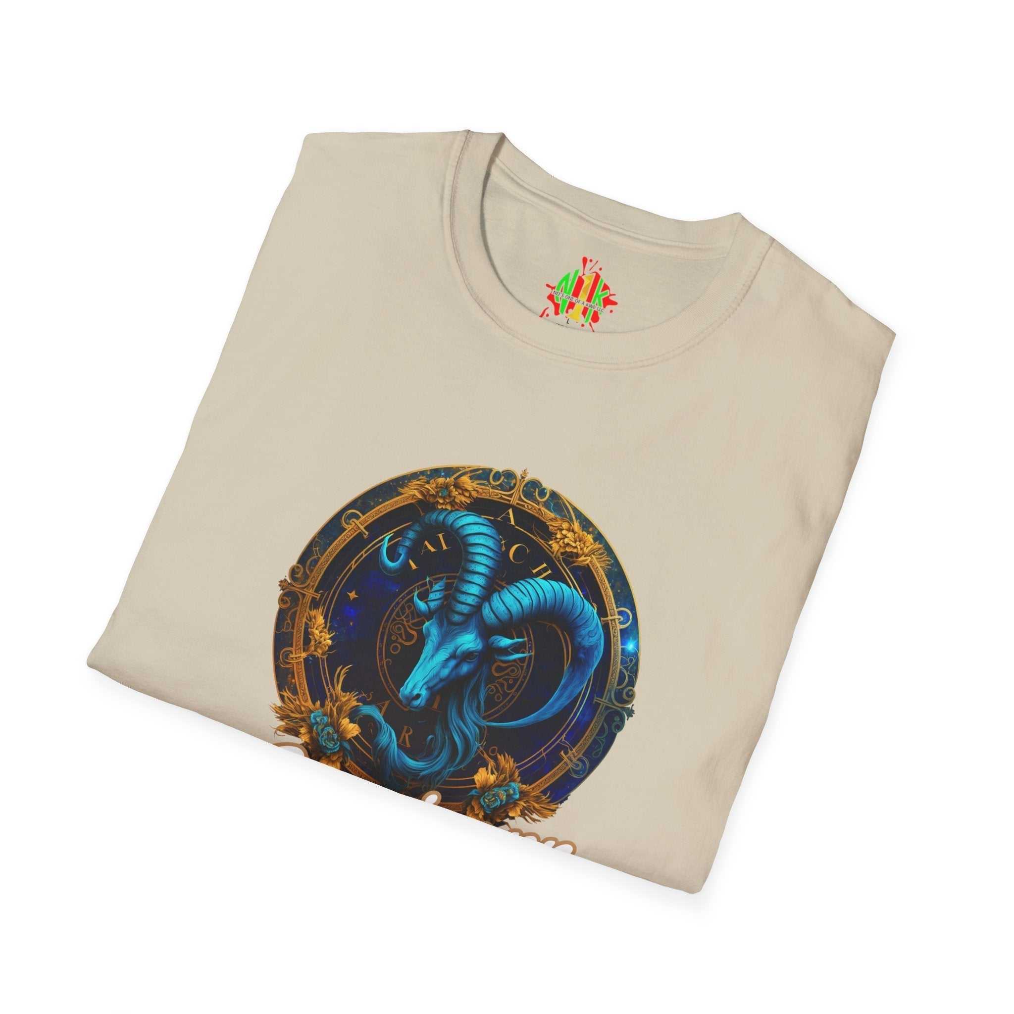 Capricorn Tee unisex soft-style cotton t-shirt with size guide and crew neckline