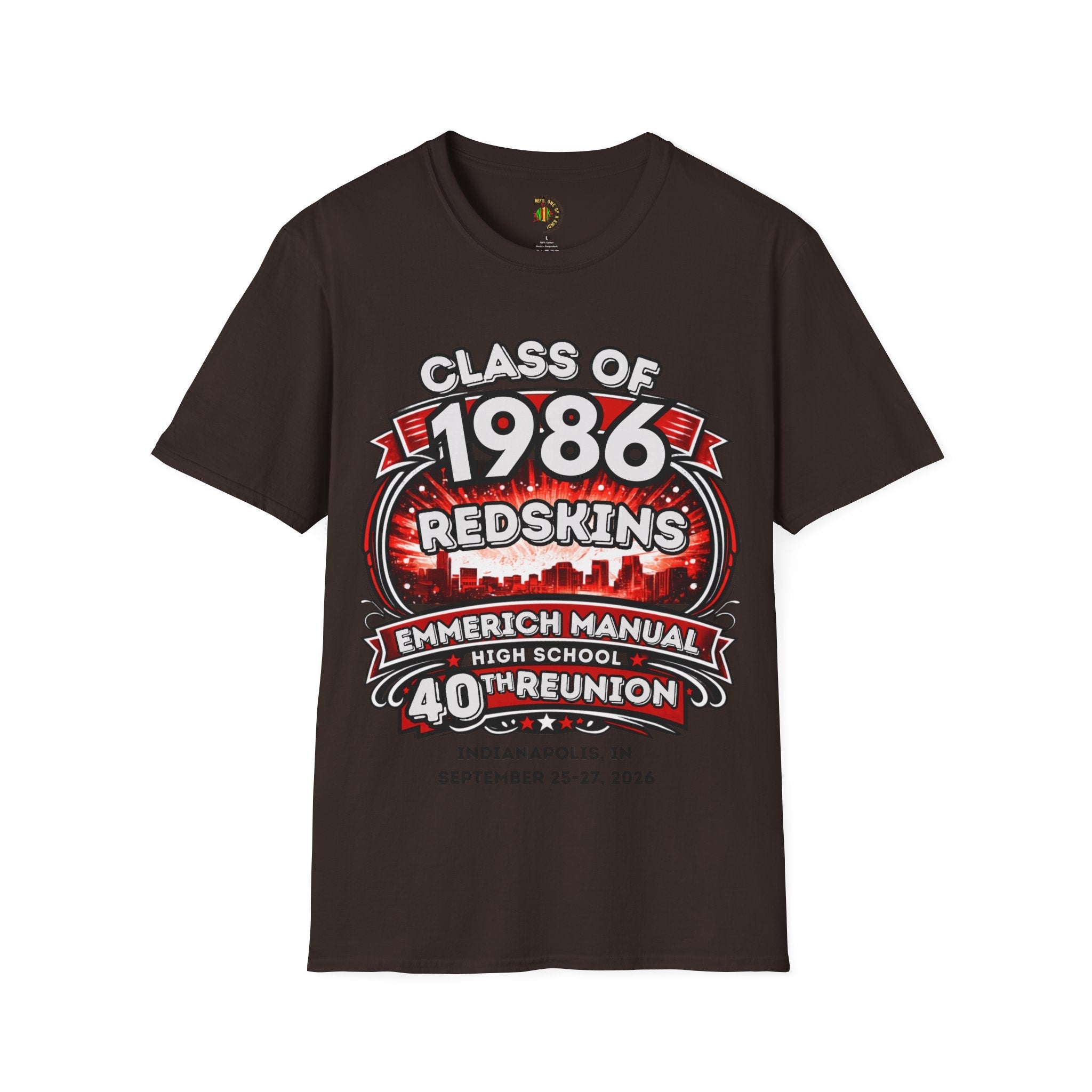 Class of 1986 Reunion T-Shirt — 40th Anniversary Redskins Emmerich Manual - Another Customized Smile