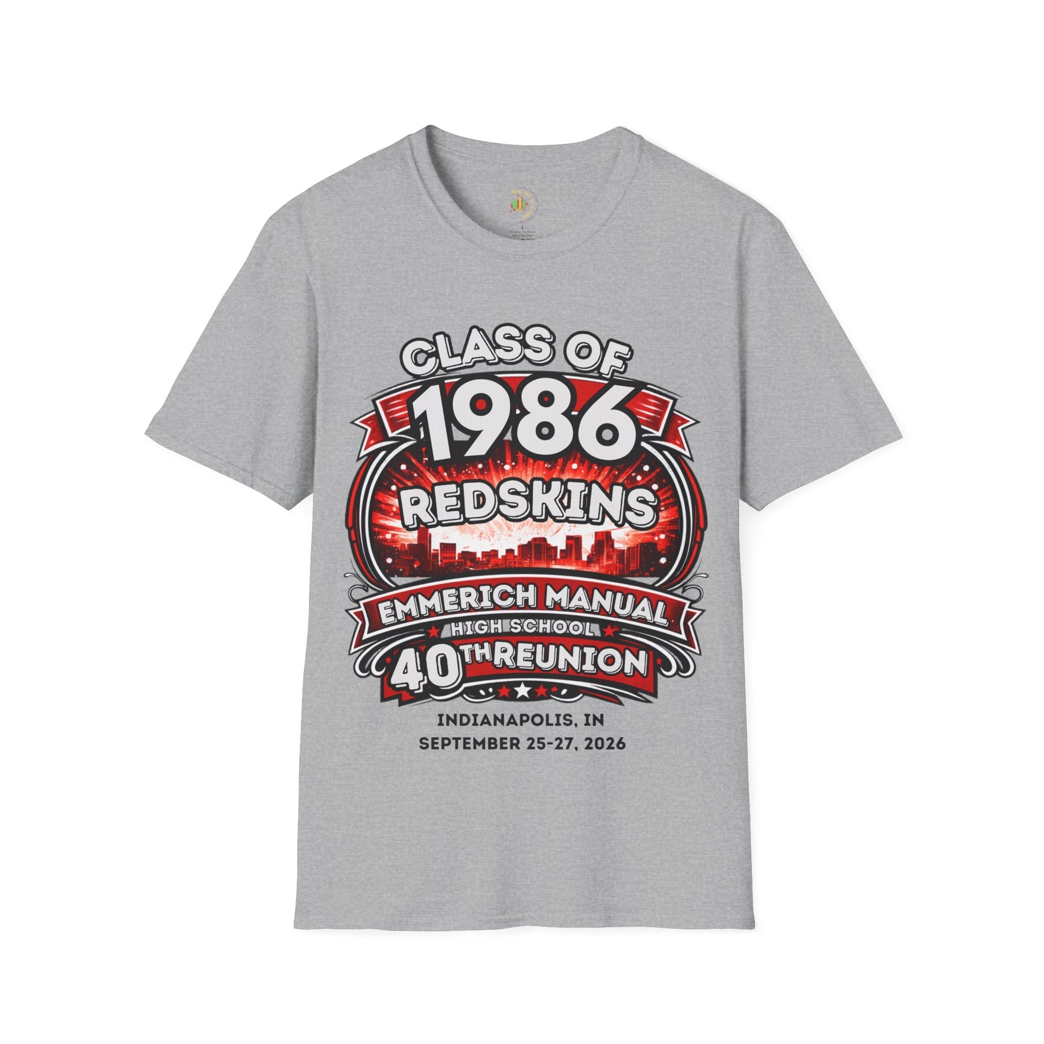 Class of 1986 Reunion T-Shirt — 40th Anniversary Redskins Emmerich Manual - Another Customized Smile