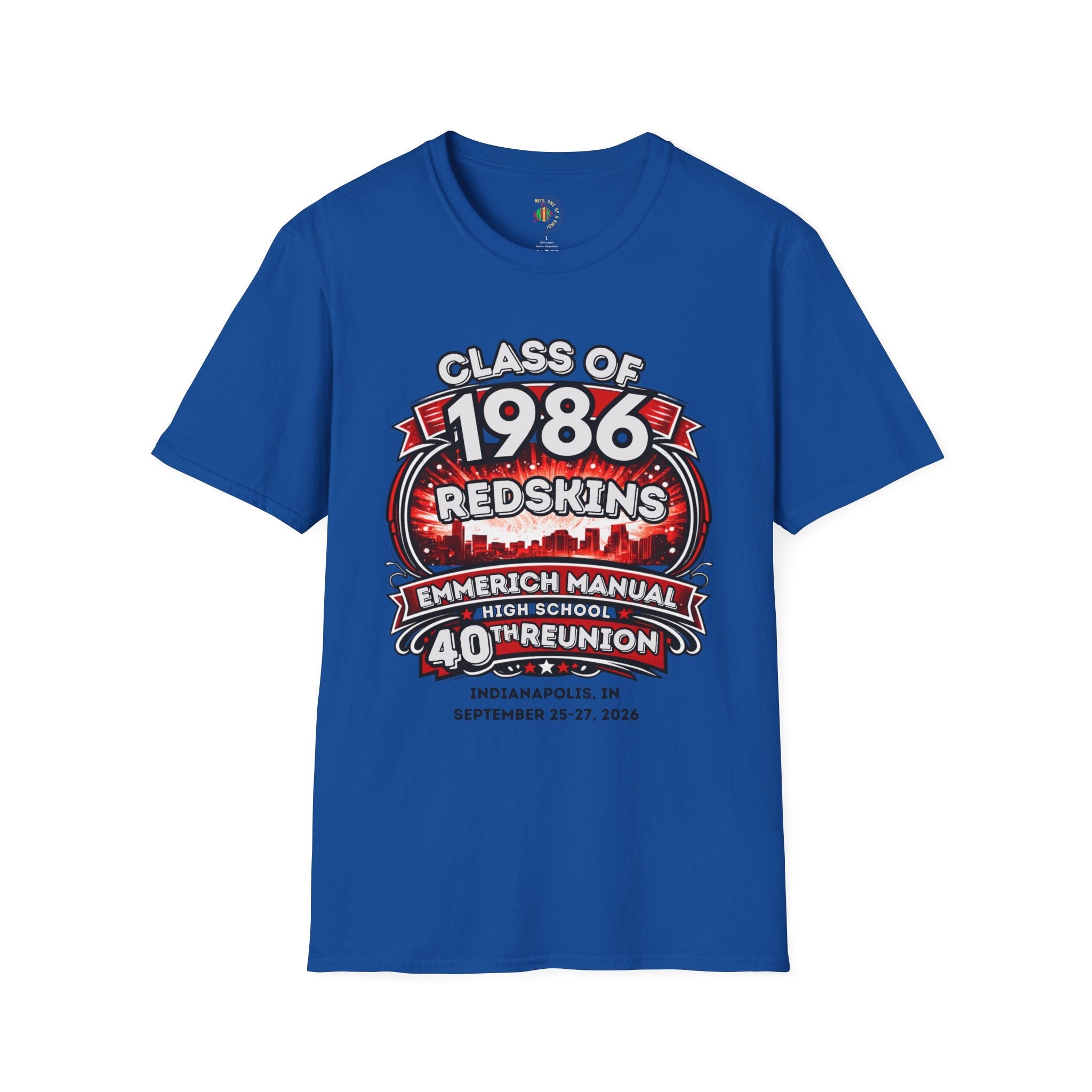 Class of 1986 Reunion T-Shirt — 40th Anniversary Redskins Emmerich Manual - Another Customized Smile