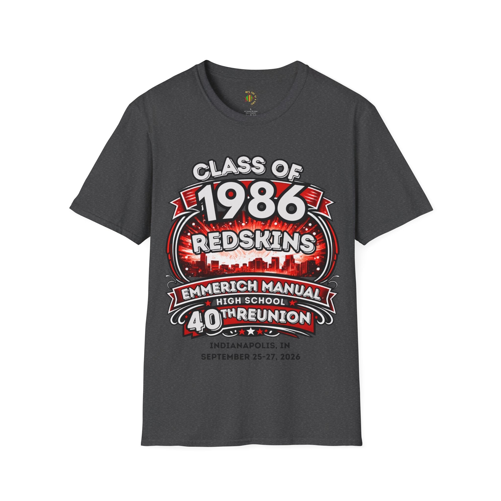Class of 1986 Reunion T-Shirt — 40th Anniversary Redskins Emmerich Manual - Another Customized Smile