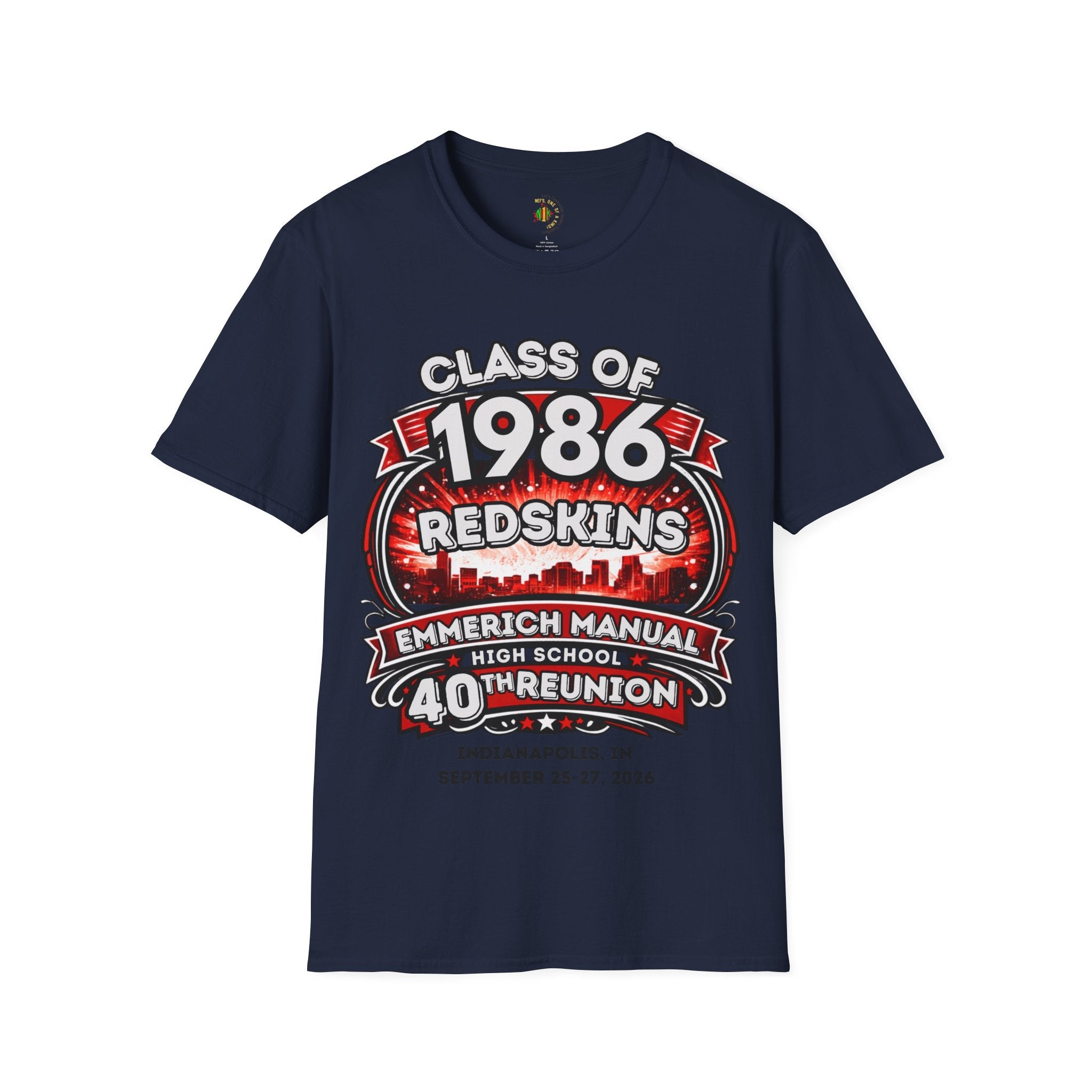 Class of 1986 Reunion T-Shirt — 40th Anniversary Redskins Emmerich Manual - Another Customized Smile
