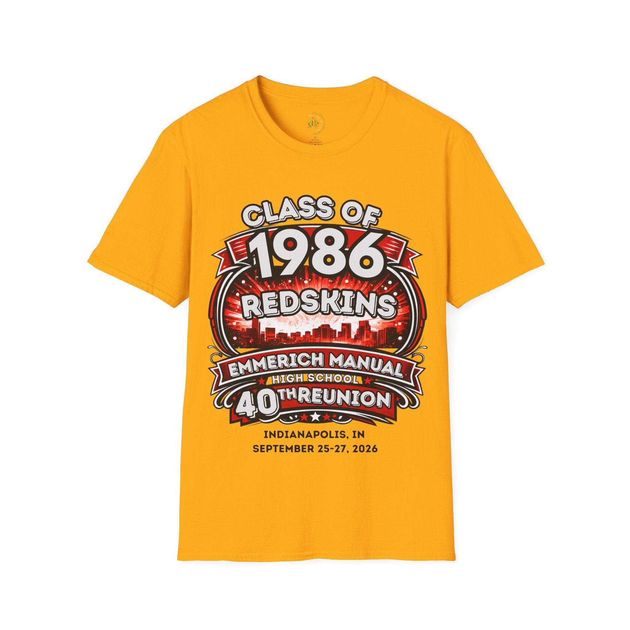 Class of 1986 Reunion T-Shirt — 40th Anniversary Redskins Emmerich Manual - Another Customized Smile
