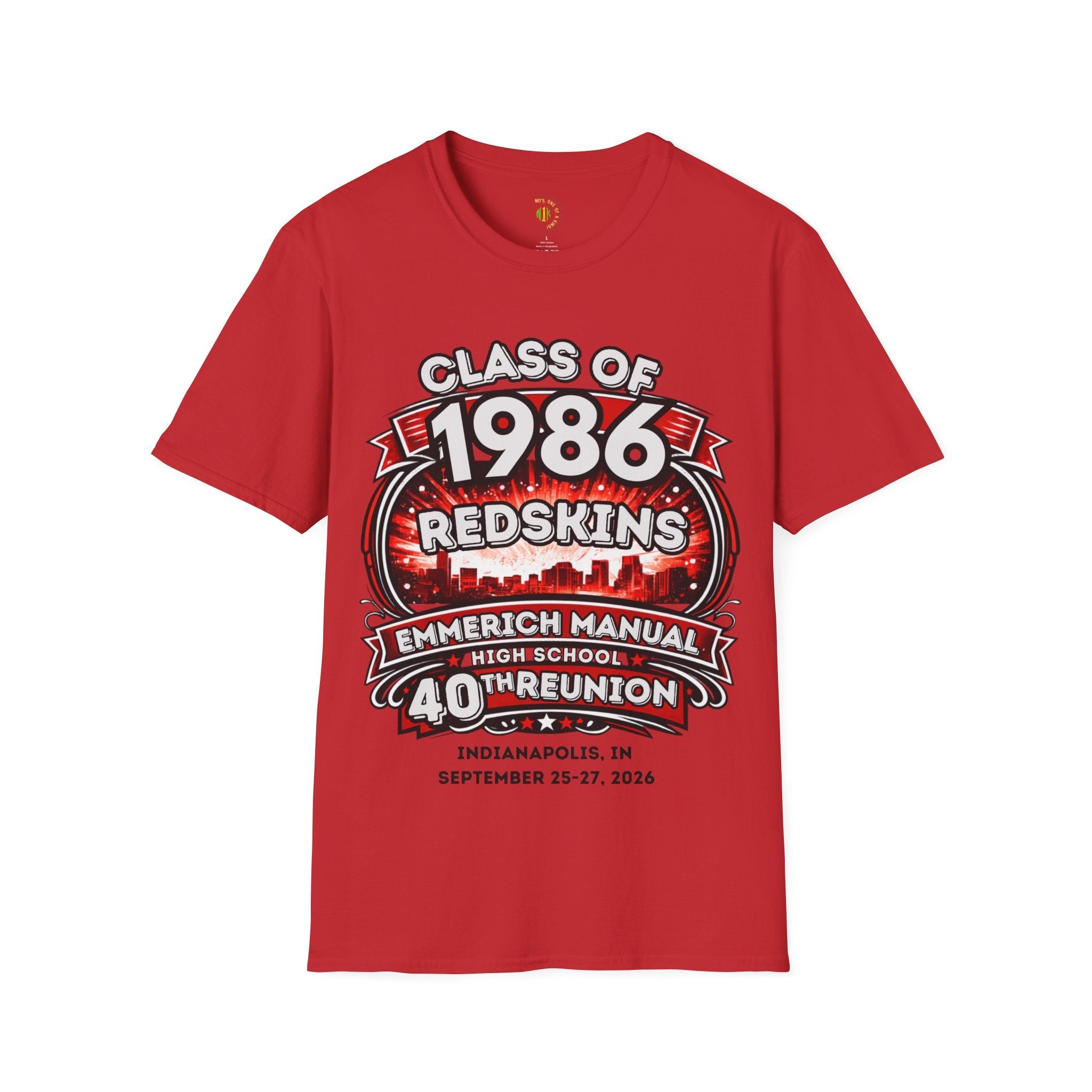 Class of 1986 Reunion T-Shirt — 40th Anniversary Redskins Emmerich Manual - Another Customized Smile