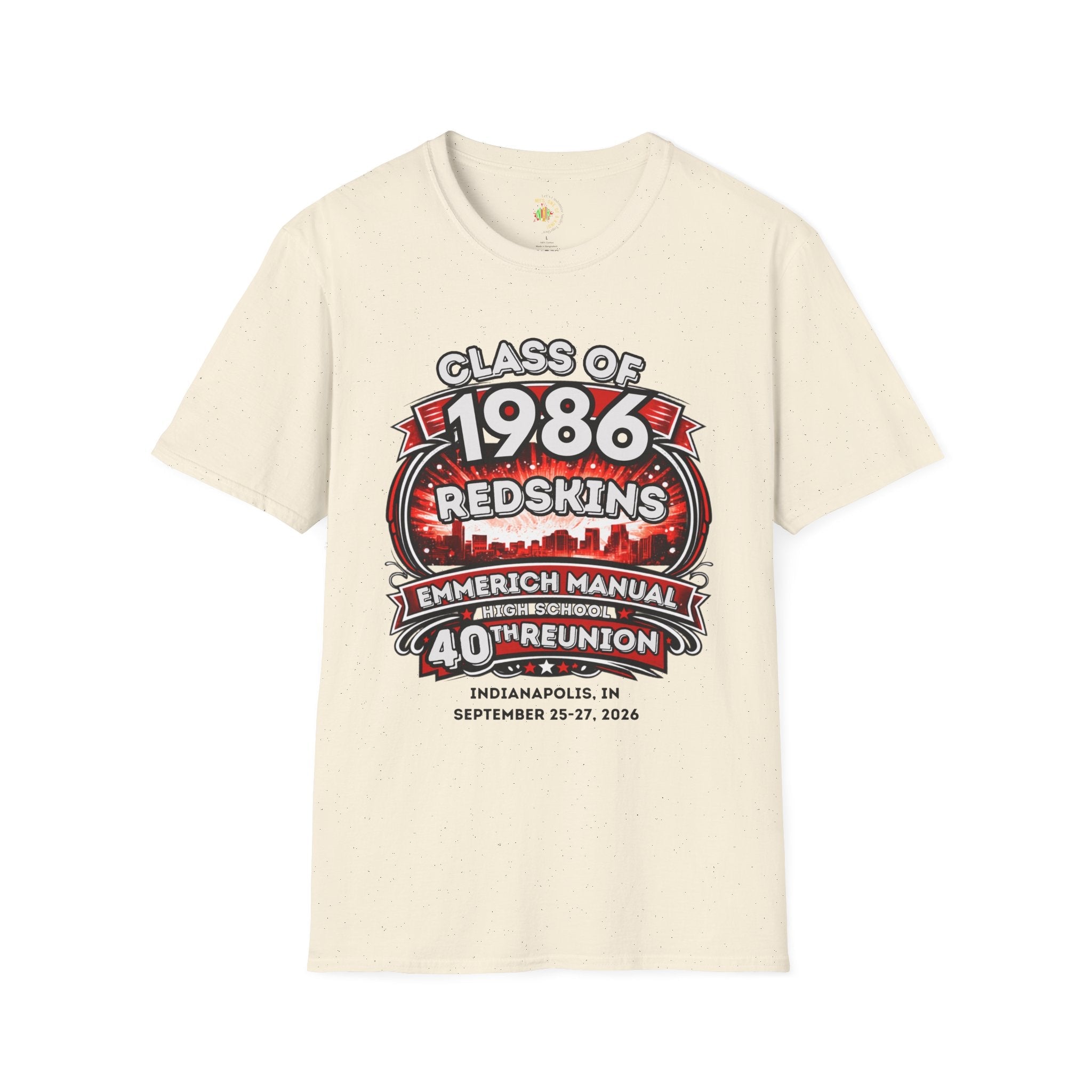 Class of 1986 Reunion T-Shirt — 40th Anniversary Redskins Emmerich Manual - Another Customized Smile