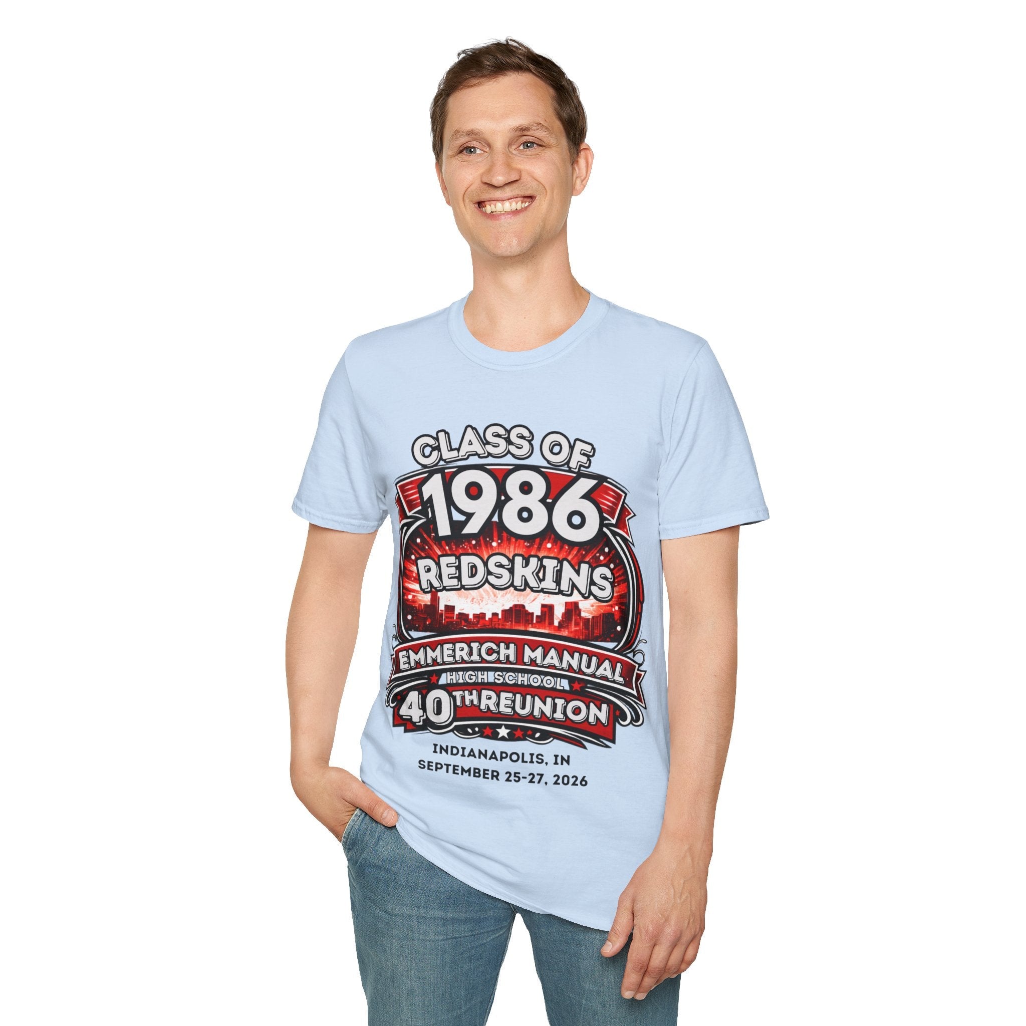 Class of 1986 Reunion T-Shirt — 40th Anniversary Redskins Emmerich Manual - Another Customized Smile