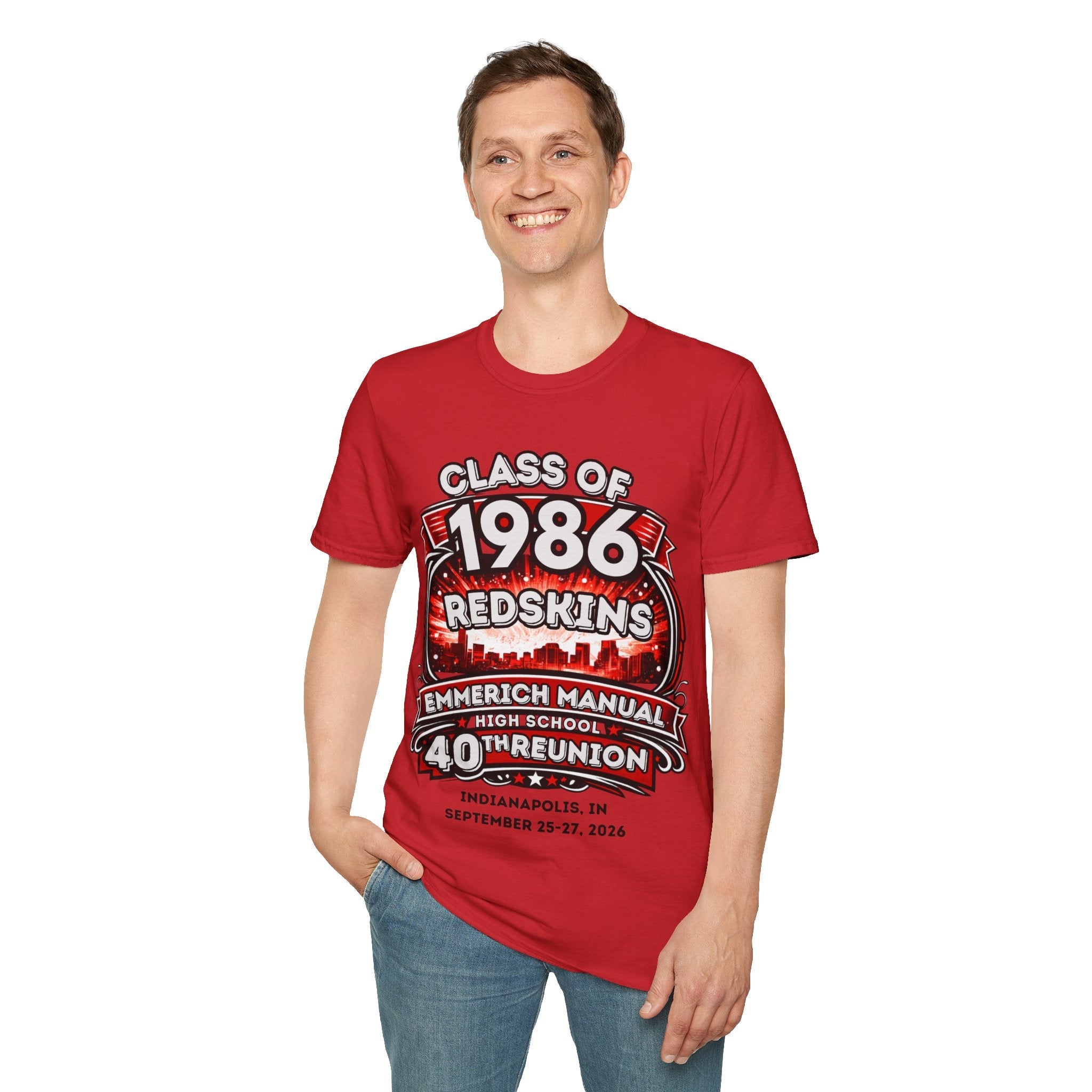 Class of 1986 Reunion T-Shirt — 40th Anniversary Redskins Emmerich Manual - Another Customized Smile