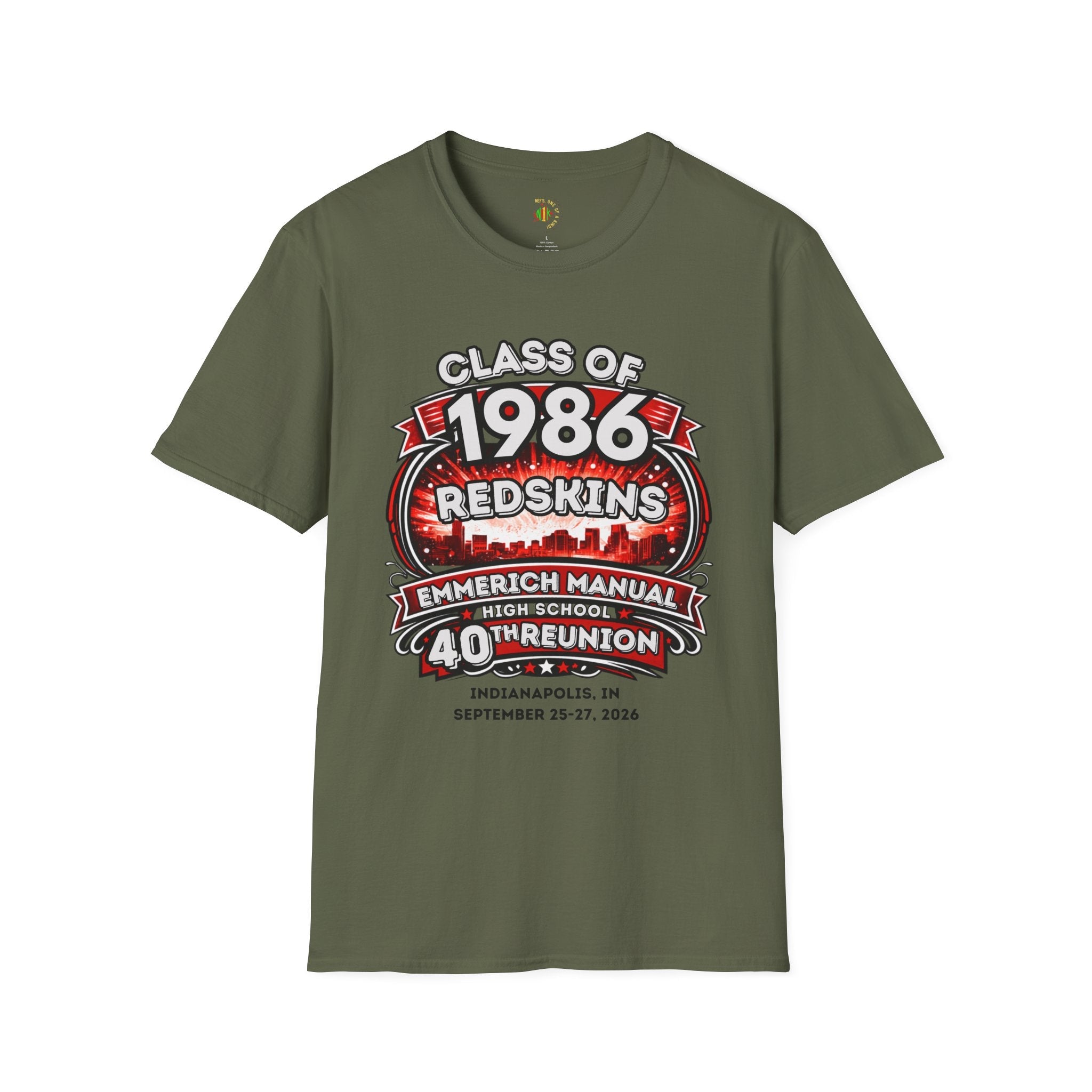 Class of 1986 Reunion T-Shirt — 40th Anniversary Redskins Emmerich Manual - Another Customized Smile