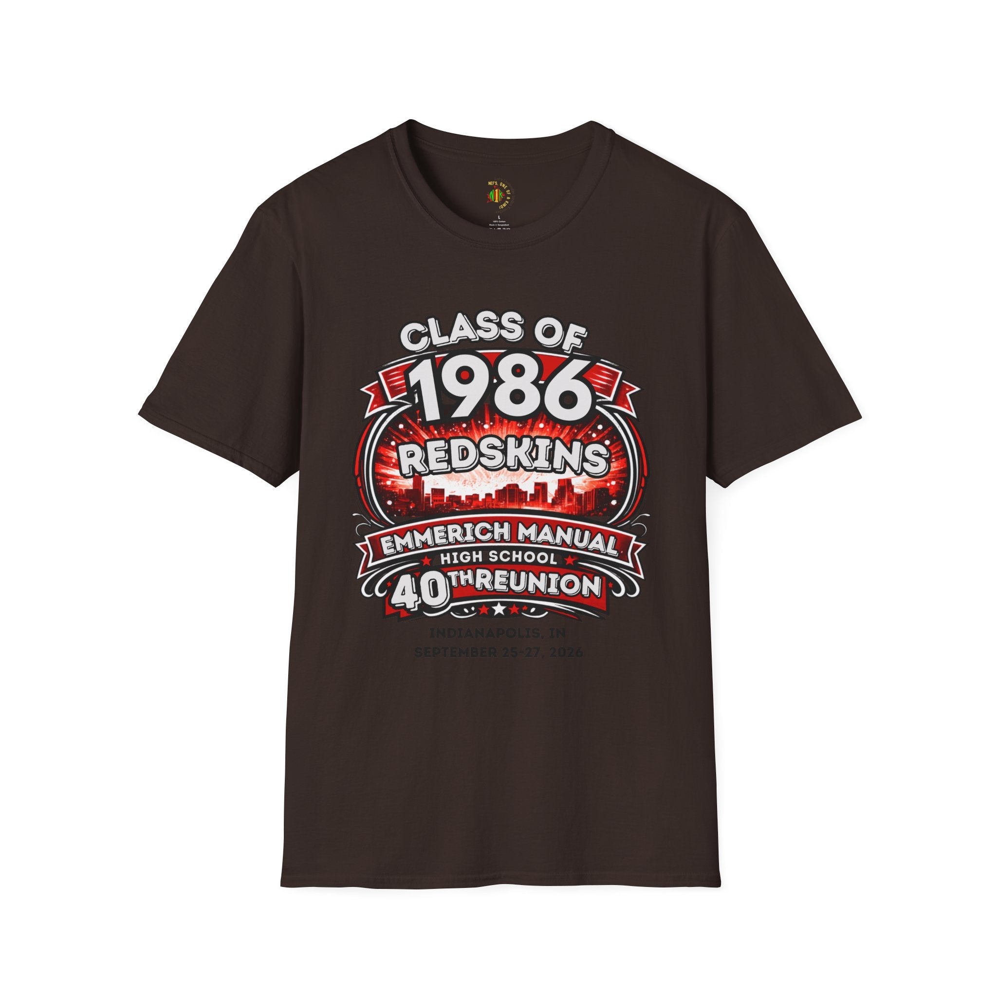 Class of 1986 Reunion T-Shirt — 40th Anniversary Redskins Emmerich Manual - Another Customized Smile