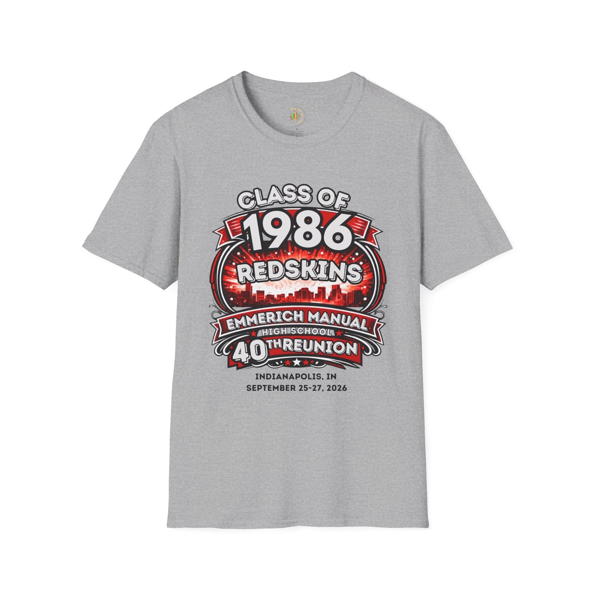 Class of 1986 Reunion T-Shirt — 40th Anniversary Redskins Emmerich Manual - Another Customized Smile