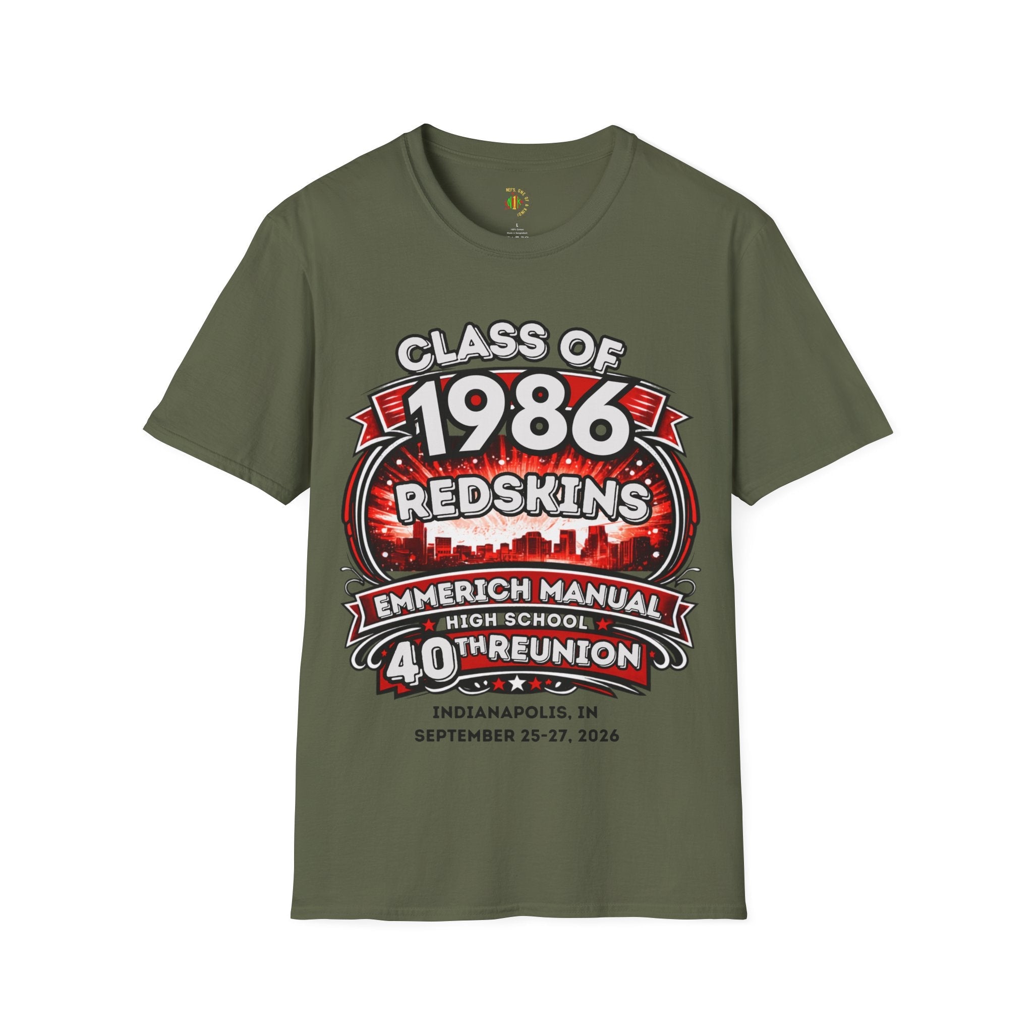 Class of 1986 Reunion T-Shirt — 40th Anniversary Redskins Emmerich Manual - Another Customized Smile