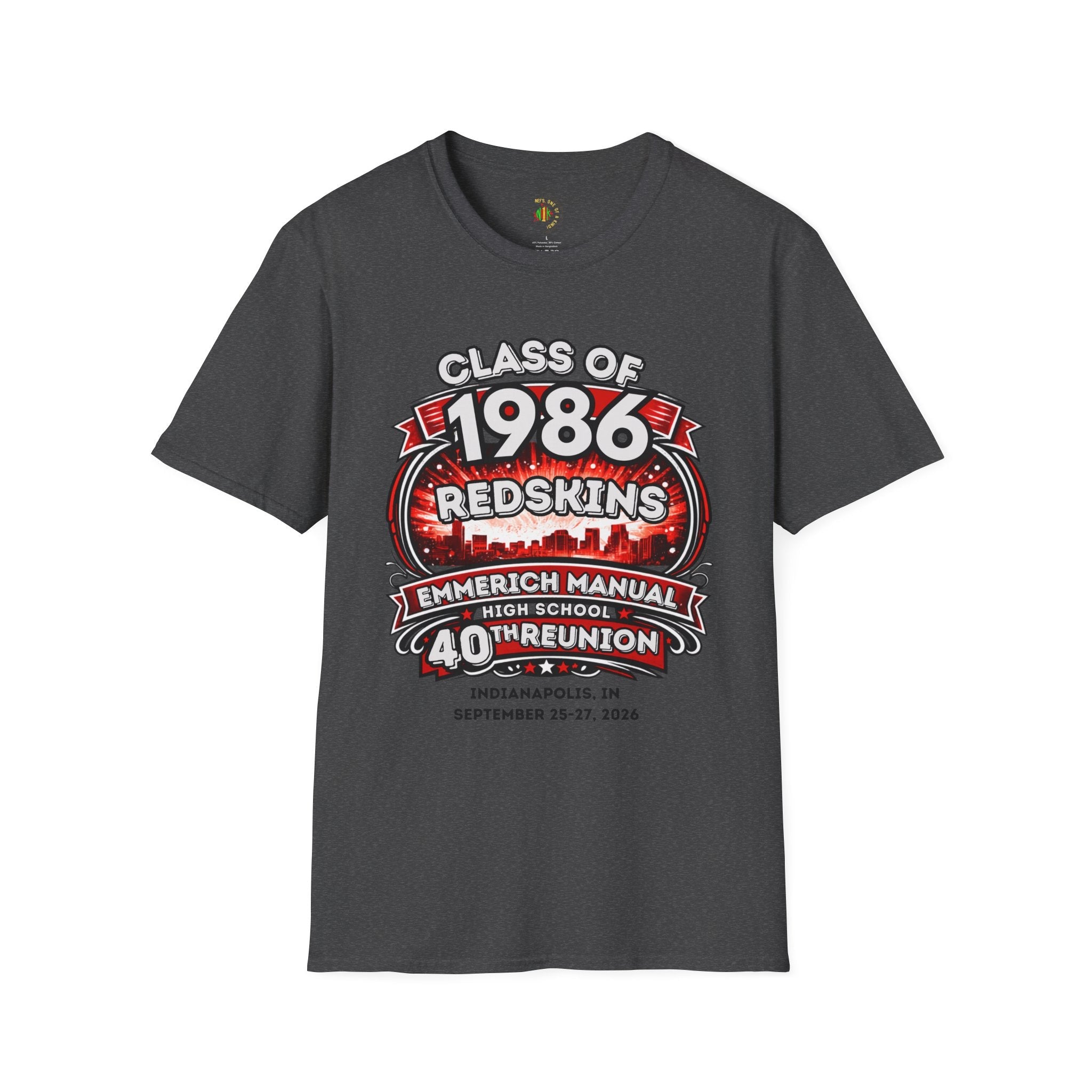 Class of 1986 Reunion T-Shirt — 40th Anniversary Redskins Emmerich Manual - Another Customized Smile