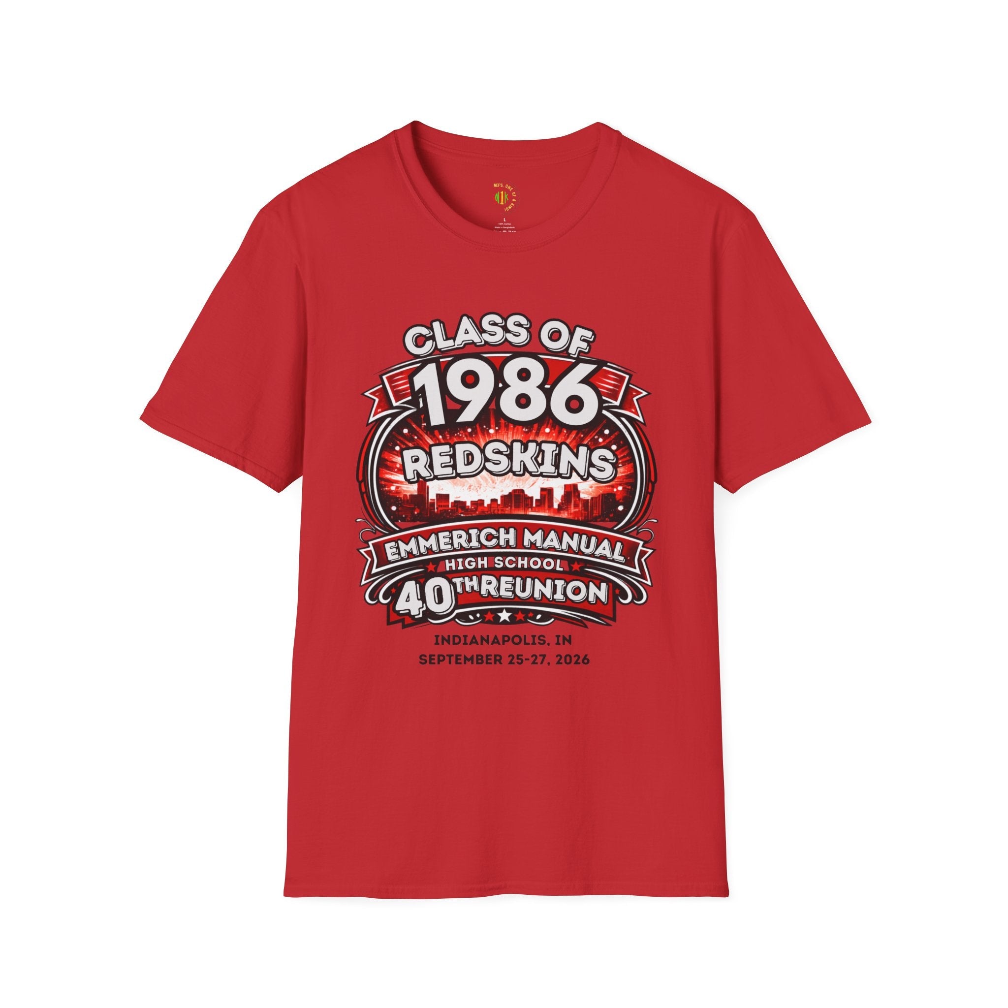 Class of 1986 Reunion T-Shirt — 40th Anniversary Redskins Emmerich Manual - Another Customized Smile