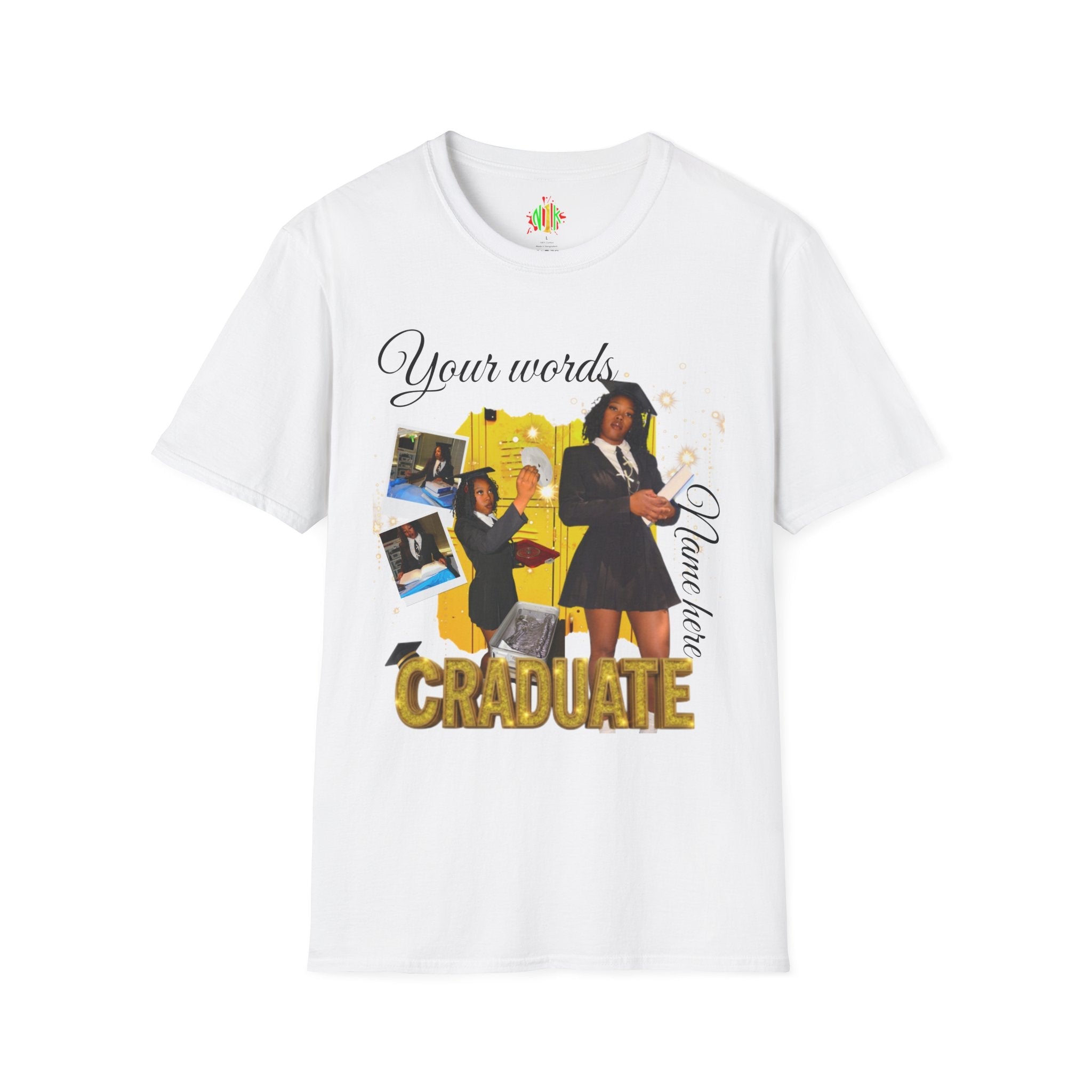 Custom Graduate 4‑Photo Collage T-Shirt — Personalized Family Graduation Tee