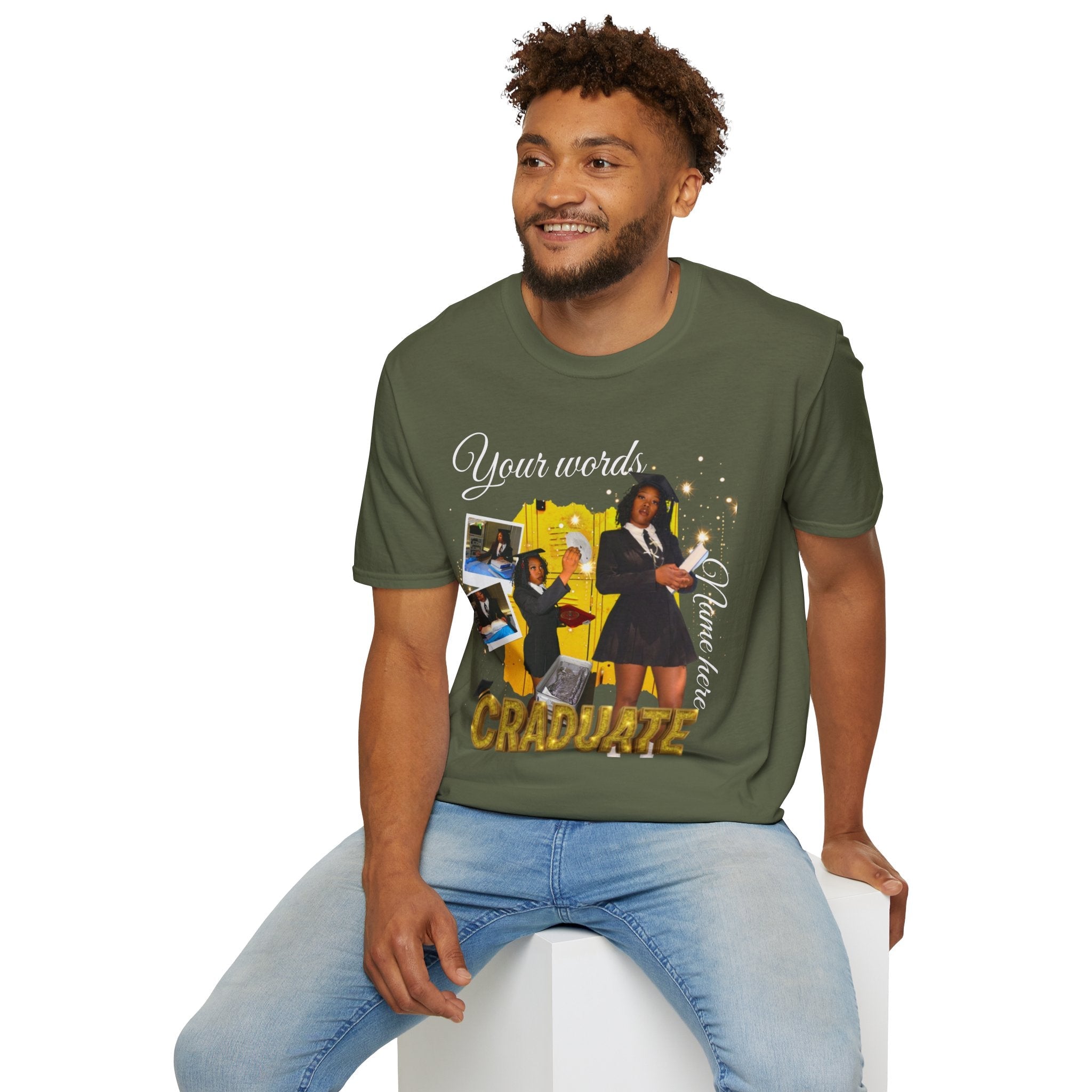 Custom Graduate 4‑Photo Collage T-Shirt — Personalized Family Graduation Tee