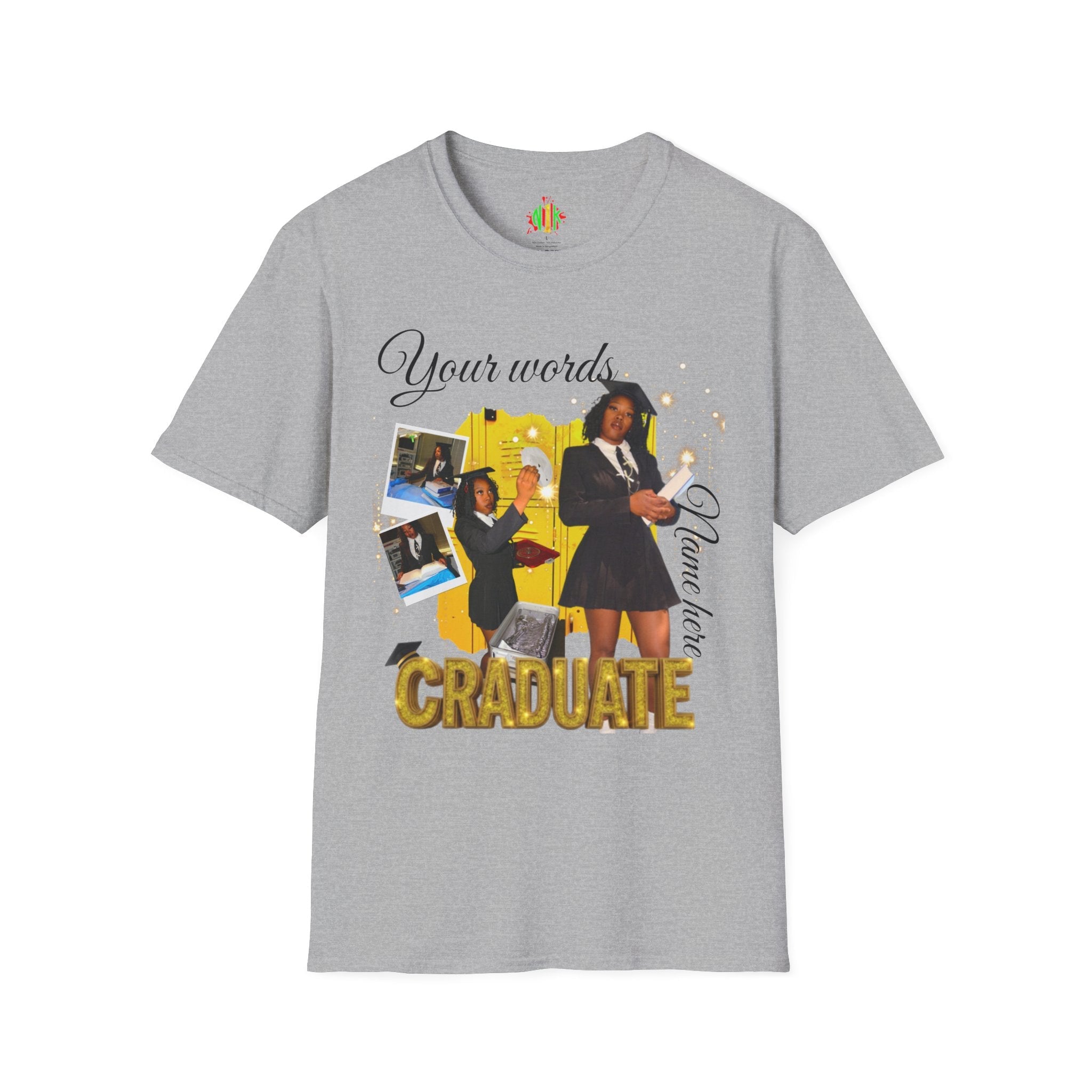 Custom Graduate 4‑Photo Collage T-Shirt — Personalized Family Graduation Tee
