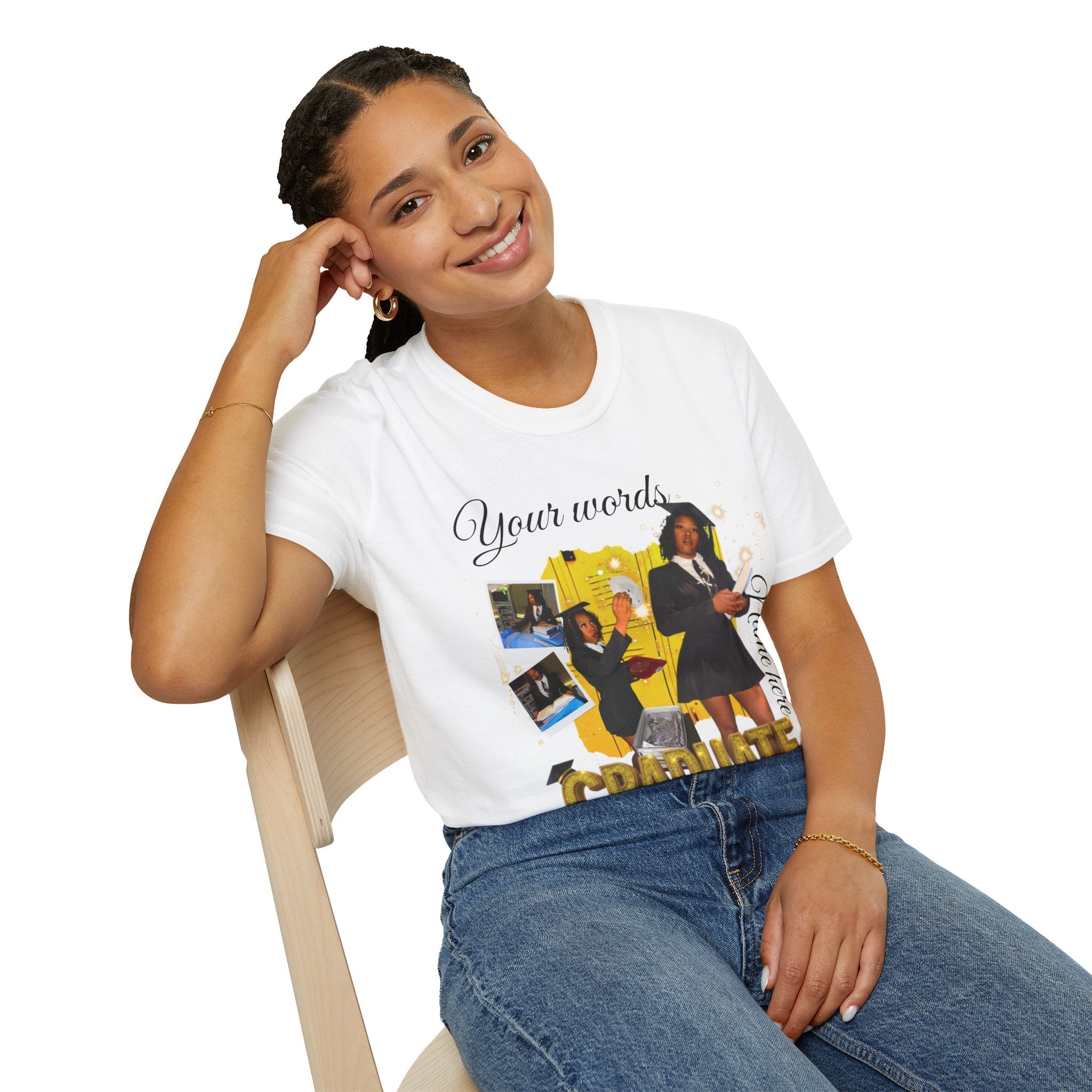 Custom Graduate 4‑Photo Collage T-Shirt — Personalized Family Graduation Tee