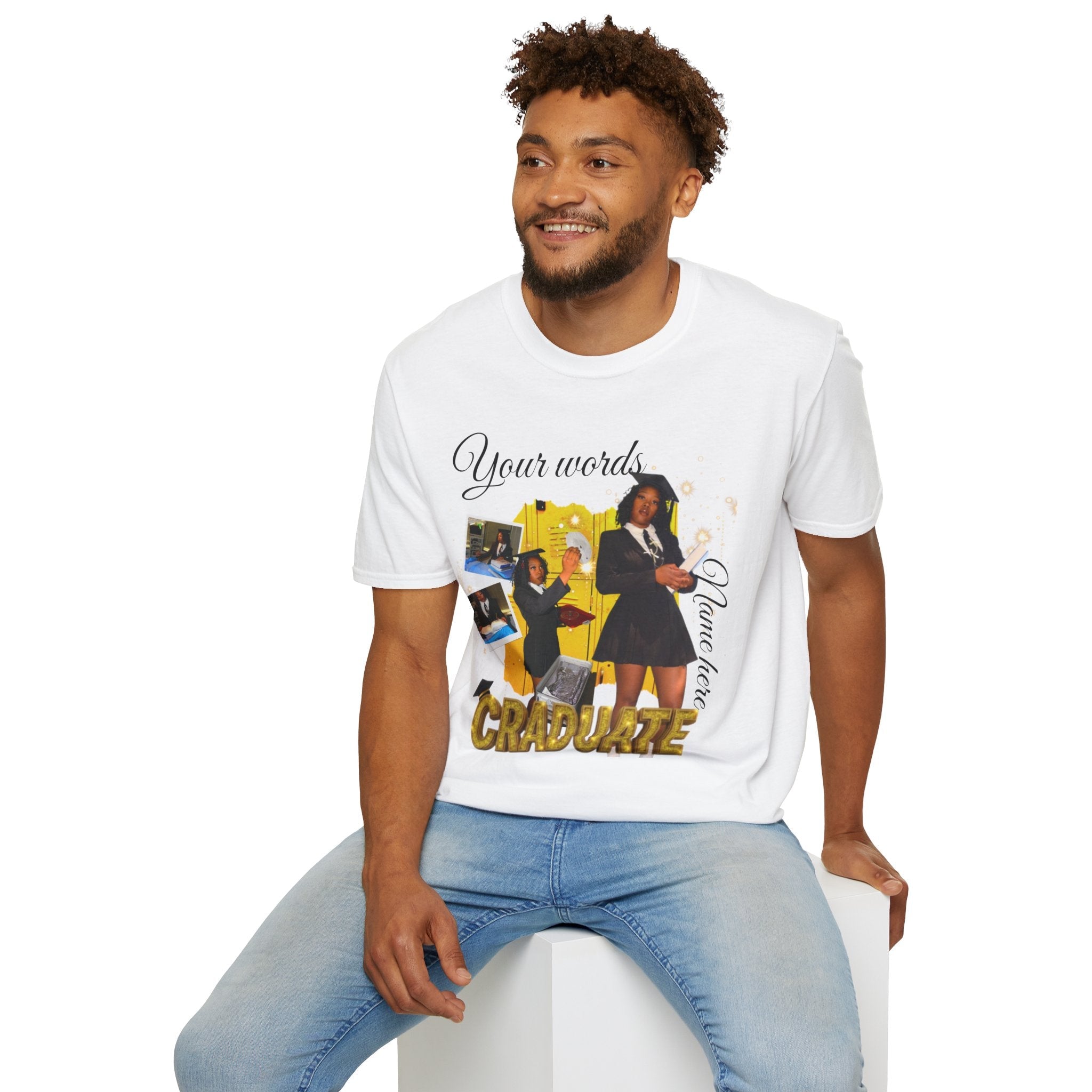 Custom Graduate 4‑Photo Collage T-Shirt — Personalized Family Graduation Tee