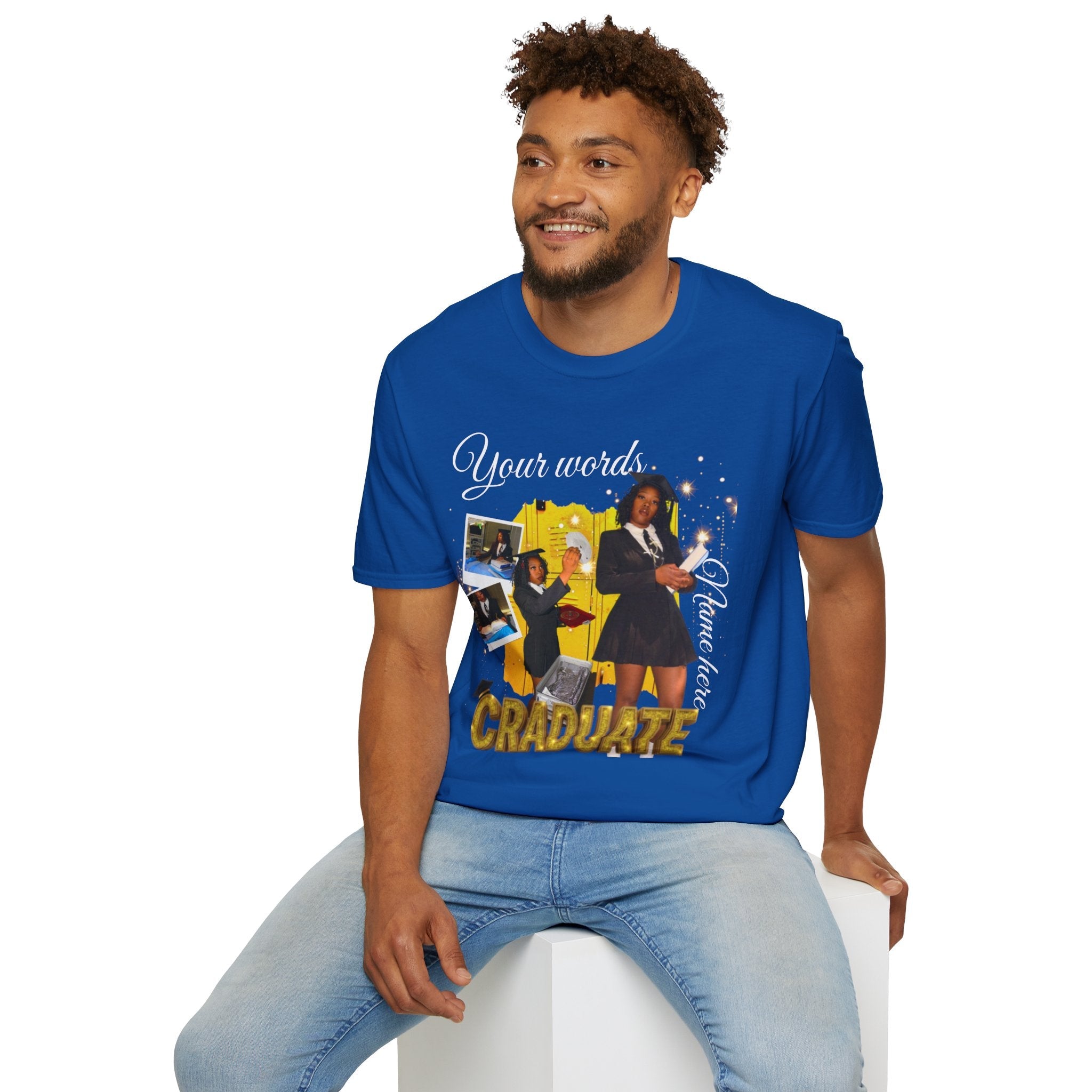 Custom Graduate 4‑Photo Collage T-Shirt — Personalized Family Graduation Tee