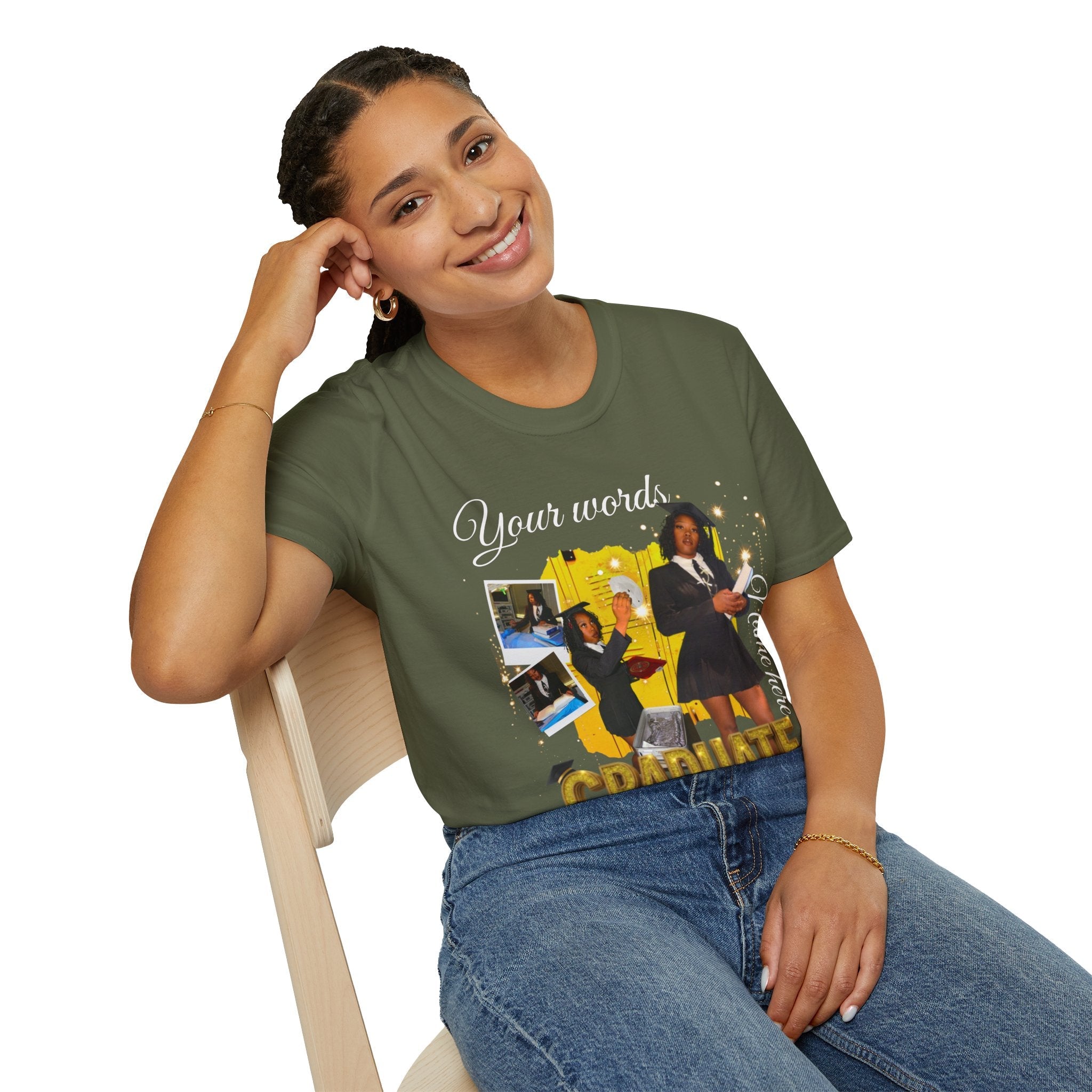 Custom Graduate 4‑Photo Collage T-Shirt — Personalized Family Graduation Tee