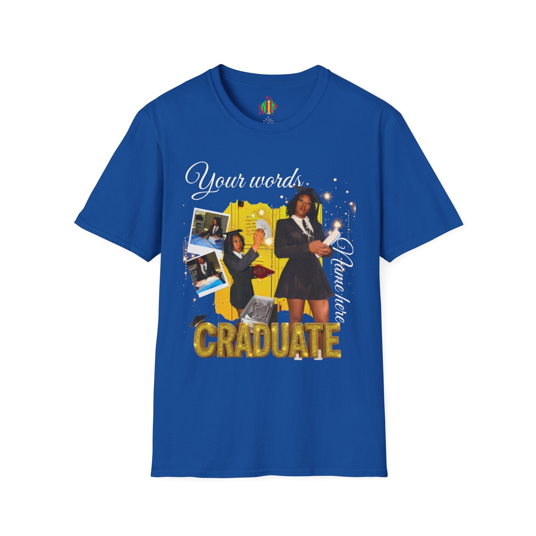 Custom Graduate 4‑Photo Collage T-Shirt — Personalized Family Graduation Tee