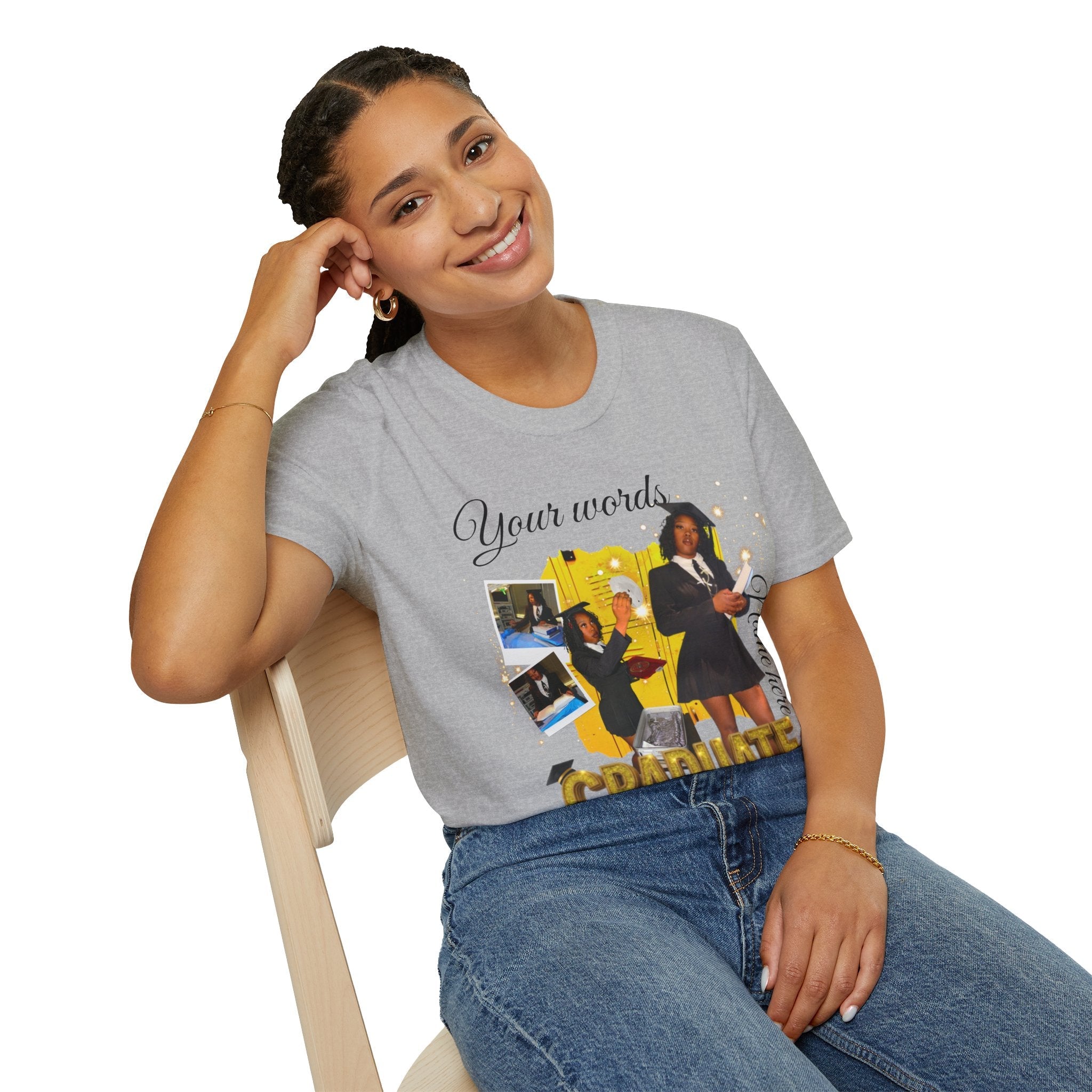 Custom Graduate 4‑Photo Collage T-Shirt — Personalized Family Graduation Tee