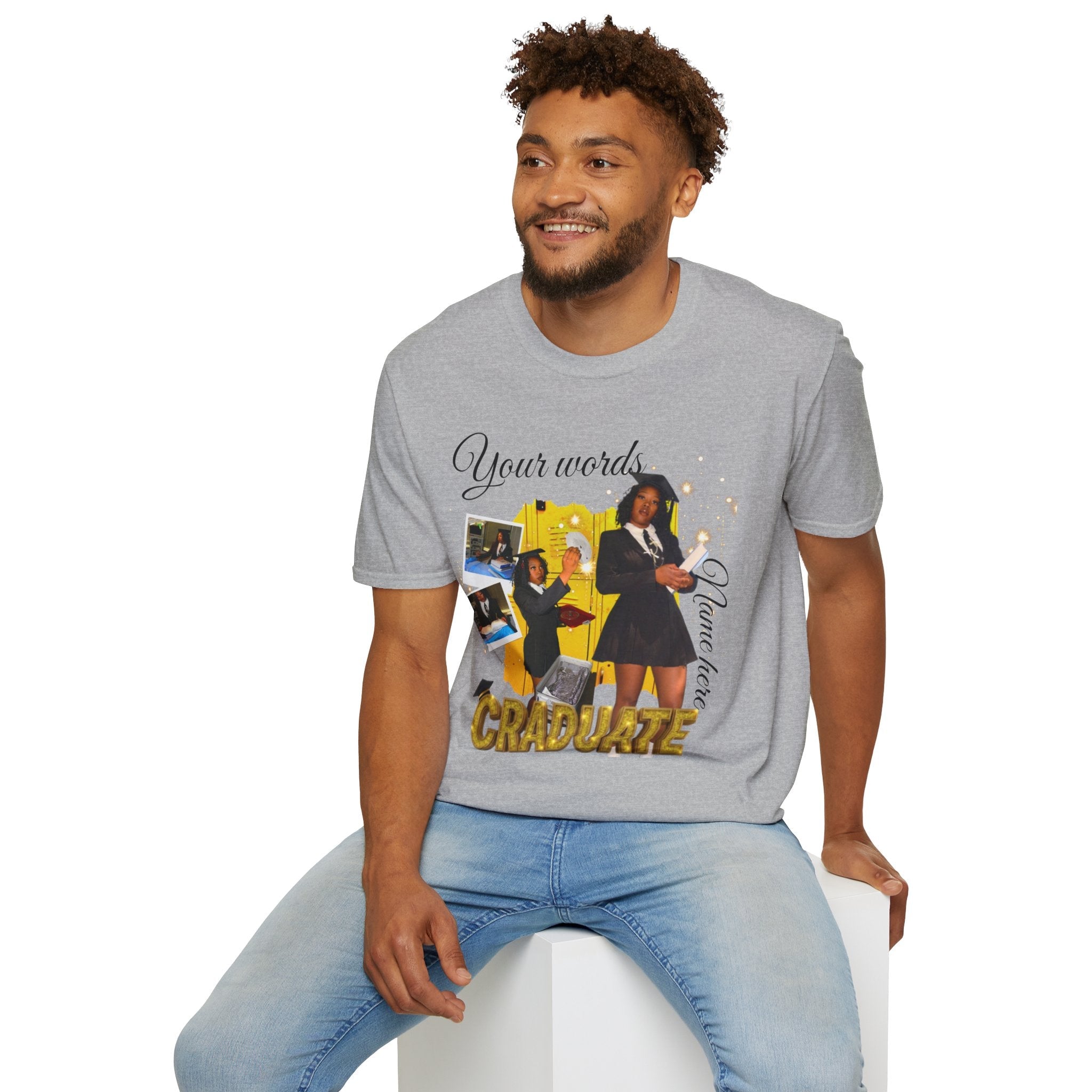 Custom Graduate 4‑Photo Collage T-Shirt — Personalized Family Graduation Tee