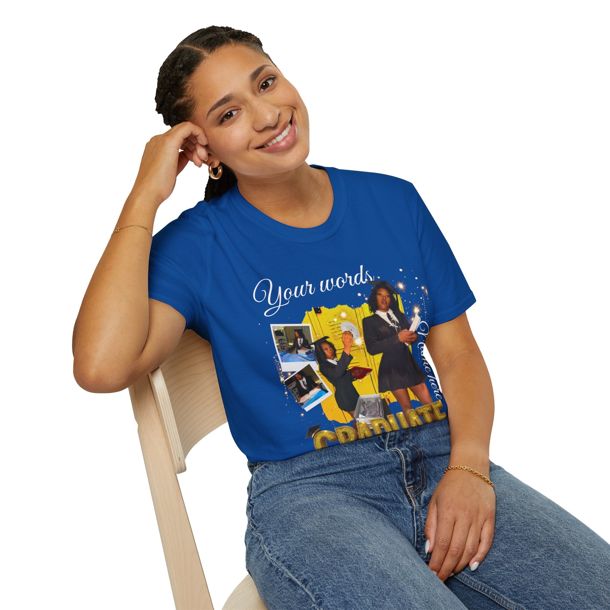 Custom Graduate 4‑Photo Collage T-Shirt — Personalized Family Graduation Tee