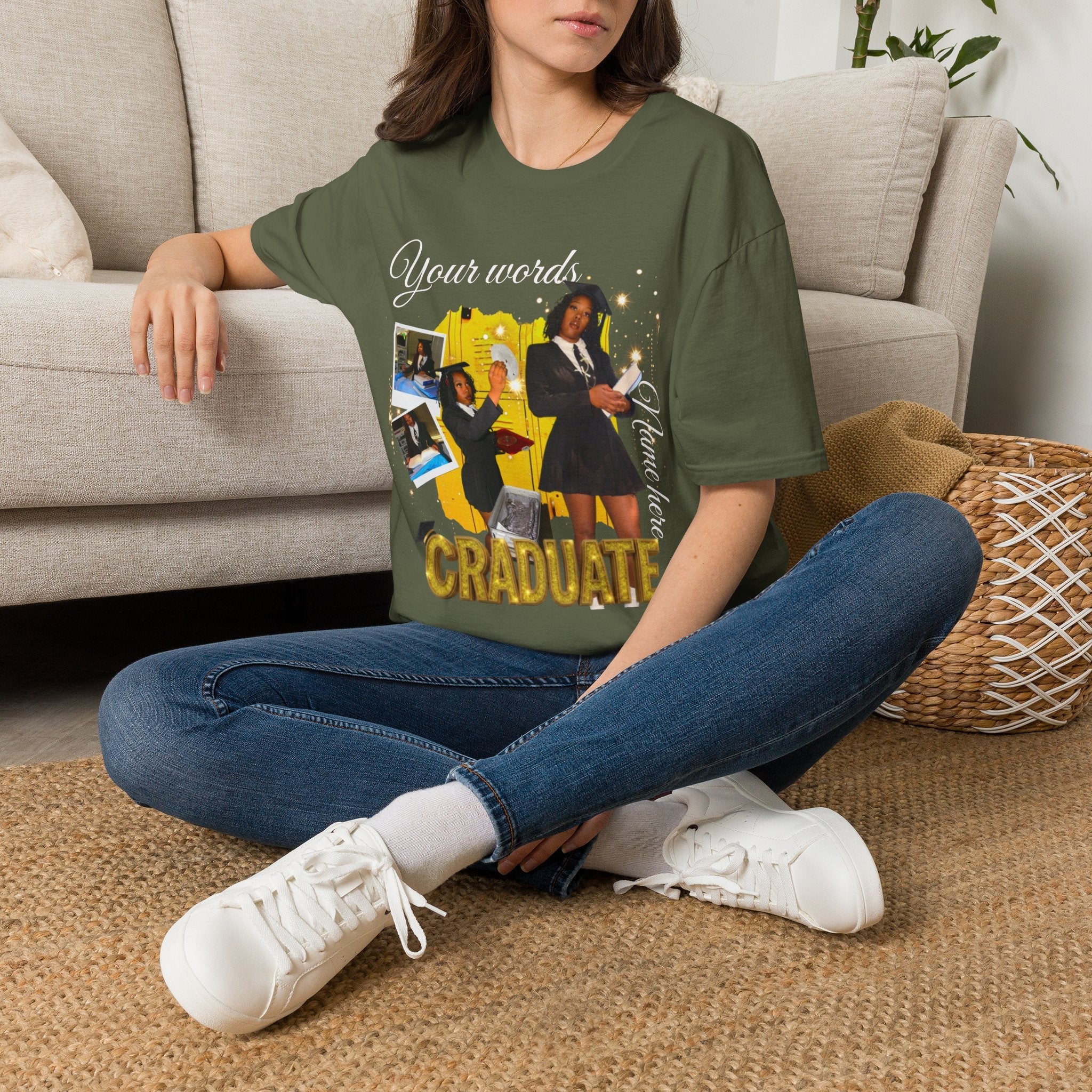 Custom Graduate 4‑Photo Collage T-Shirt — Personalized Family Graduation Tee