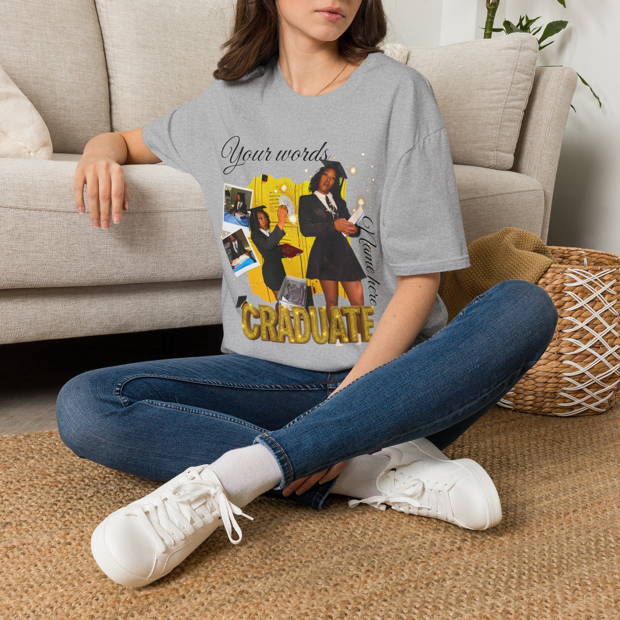 Custom Graduate 4‑Photo Collage T-Shirt — Personalized Family Graduation Tee