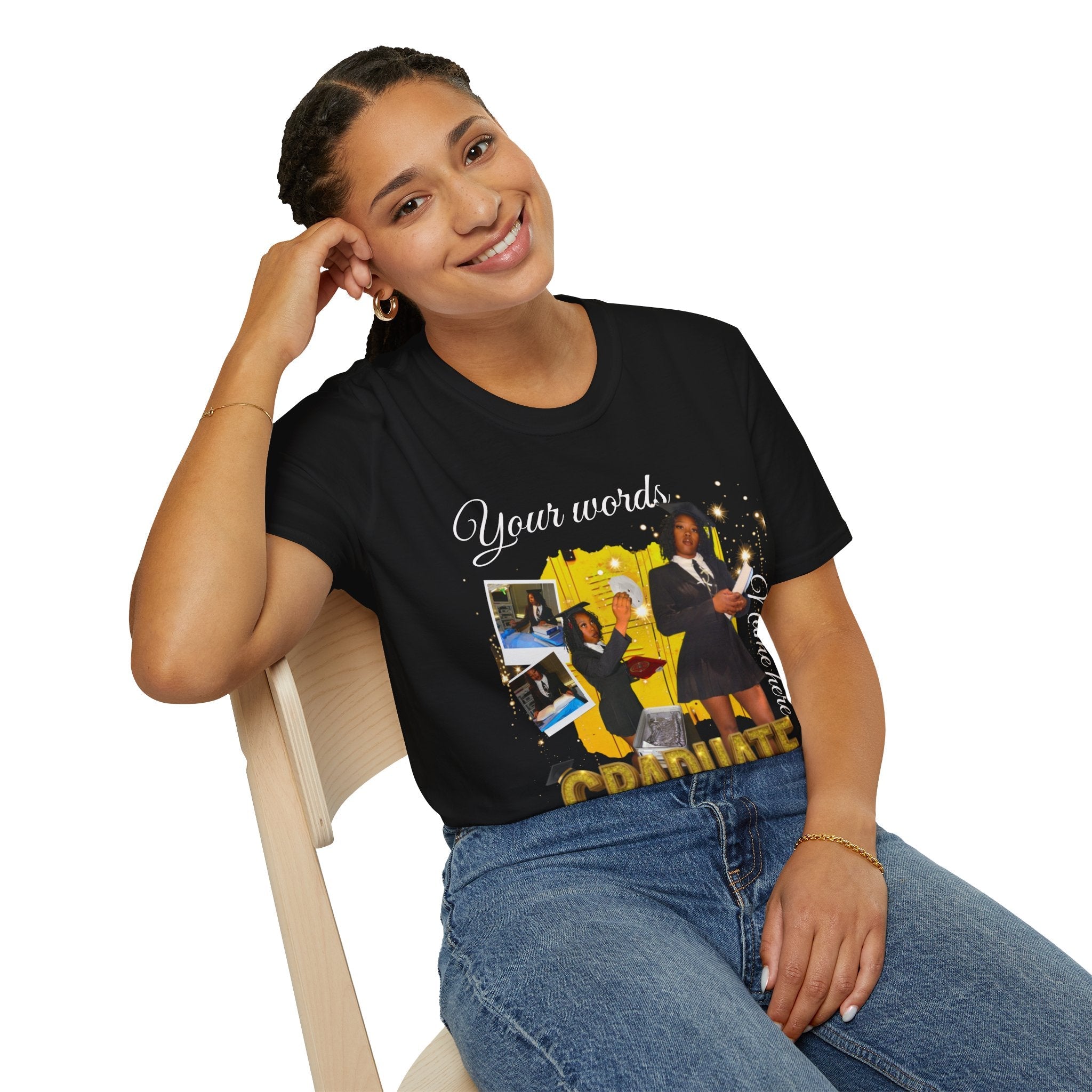 Custom Graduate 4‑Photo Collage T-Shirt — Personalized Family Graduation Tee