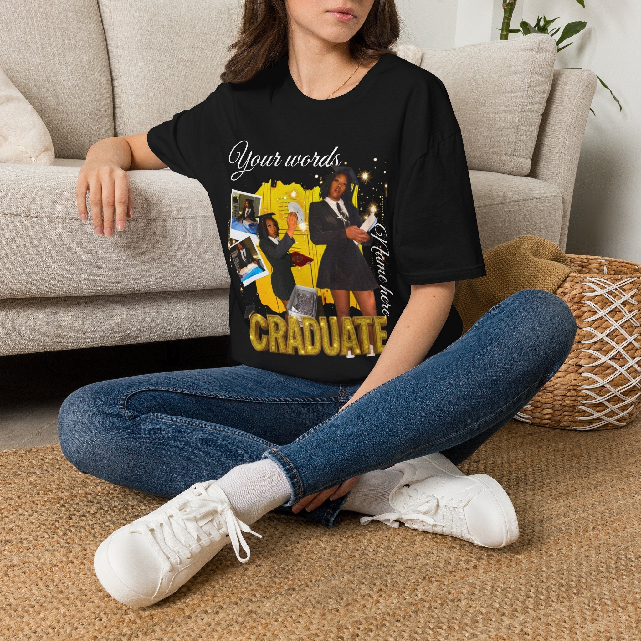 Custom Graduate 4‑Photo Collage T-Shirt — Personalized Family Graduation Tee
