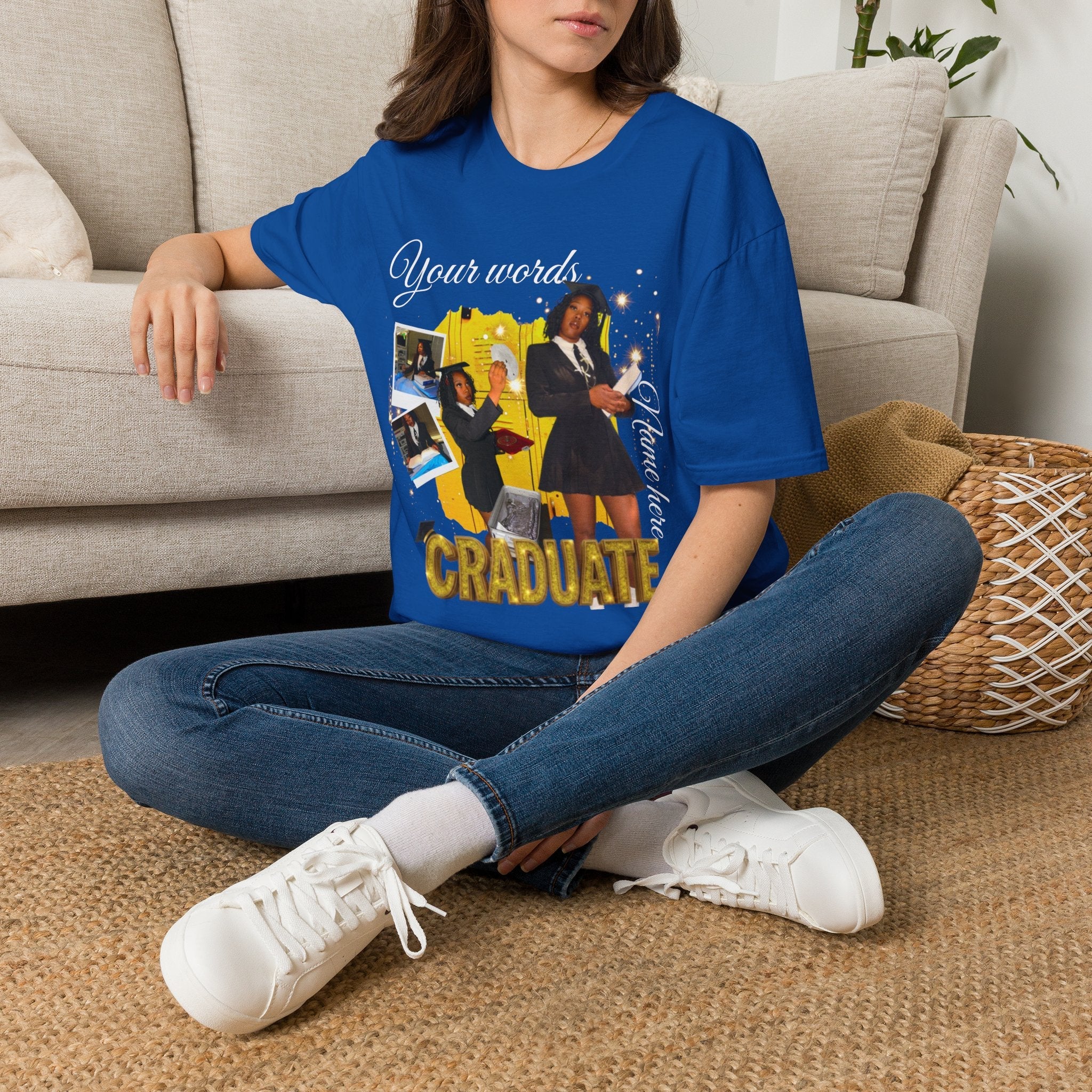 Custom Graduate 4‑Photo Collage T-Shirt — Personalized Family Graduation Tee
