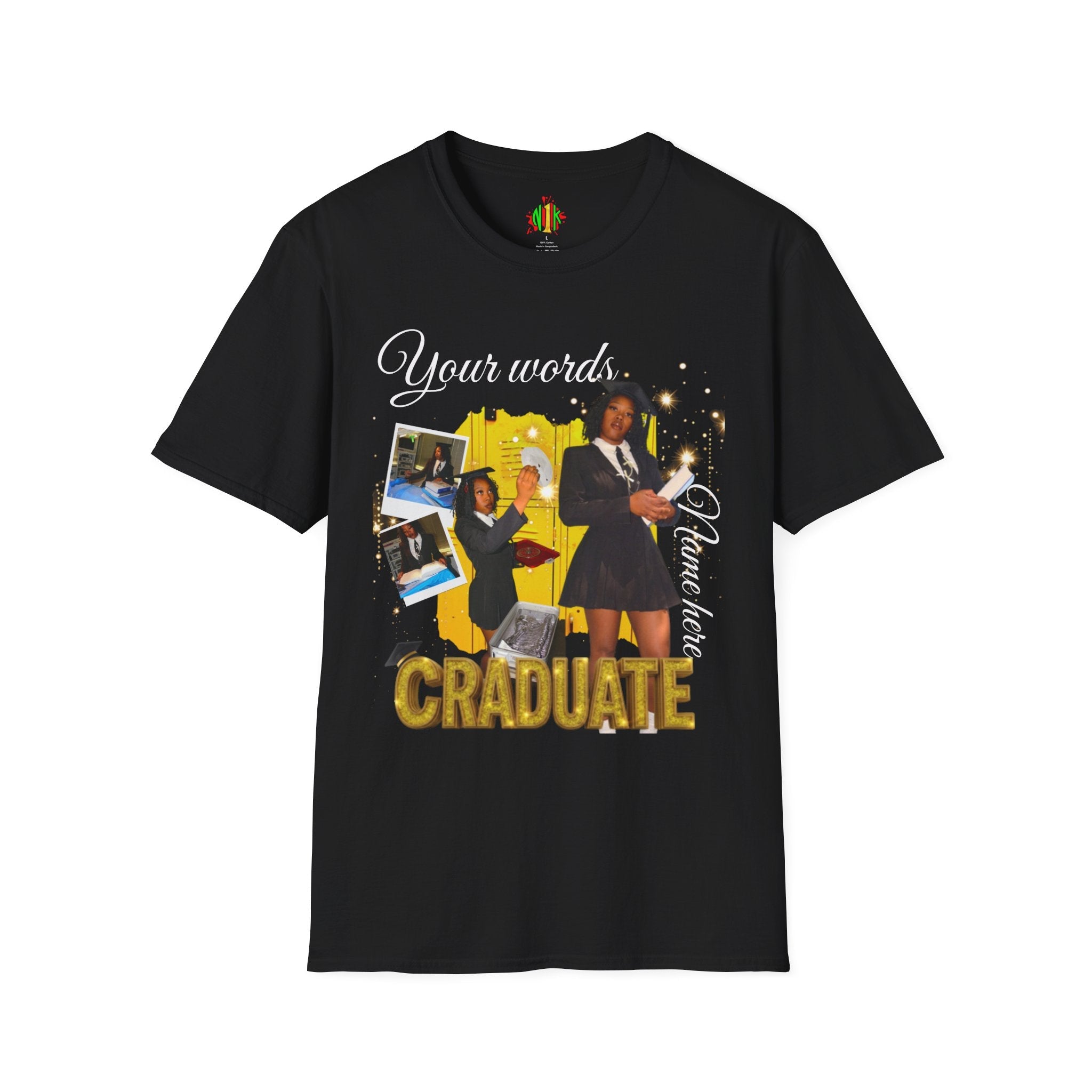 Custom Graduate 4‑Photo Collage T-Shirt — Personalized Family Graduation Tee