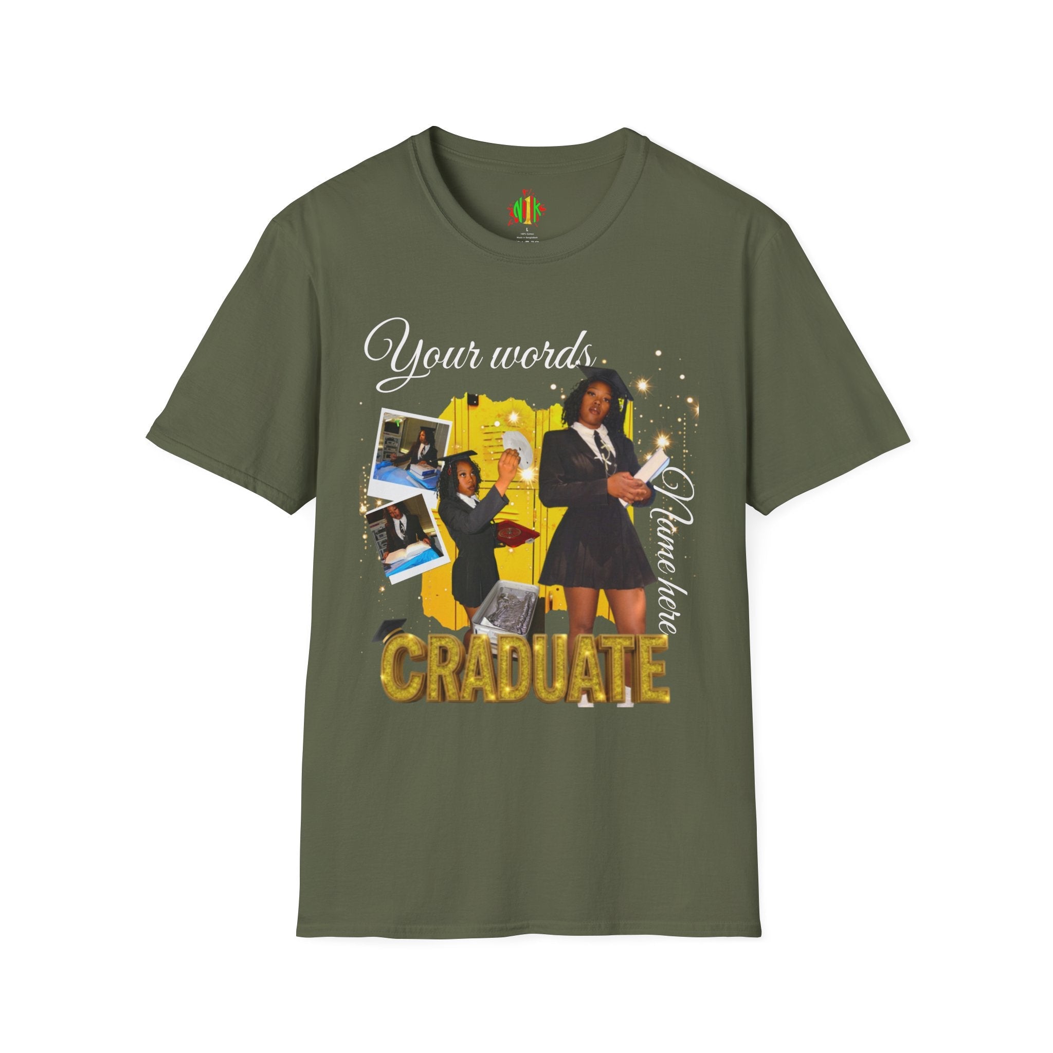Custom Graduate 4‑Photo Collage T-Shirt — Personalized Family Graduation Tee