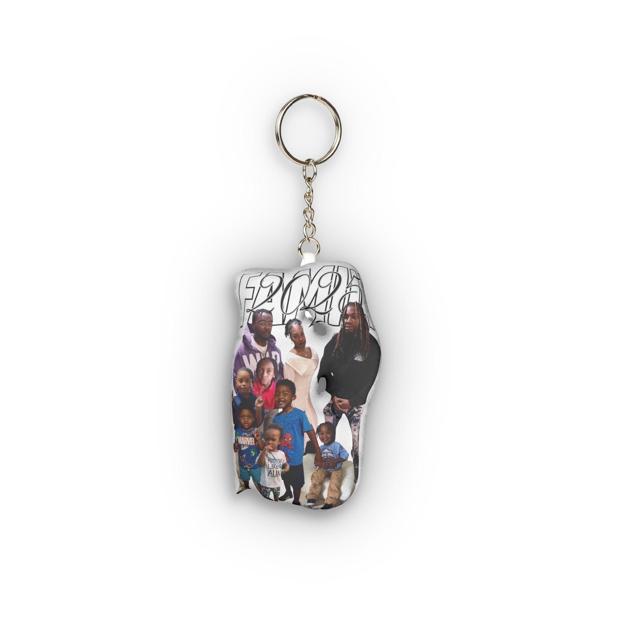 Custom Photo Collage Mini Plush Keychain — Personalized Family Keepsake