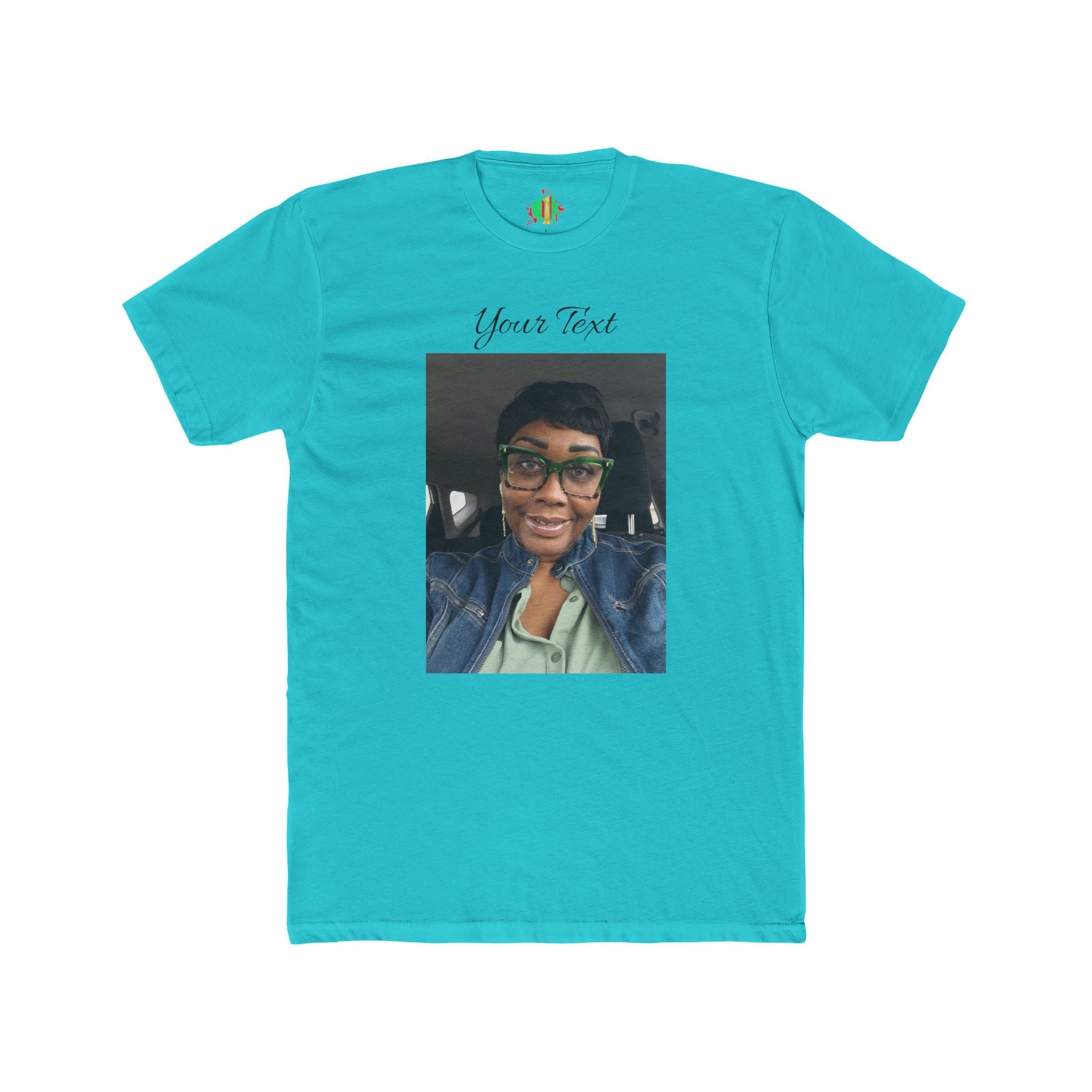 Custom Photo & Text Tee — Personalize "Your Text" Portrait T-Shirt