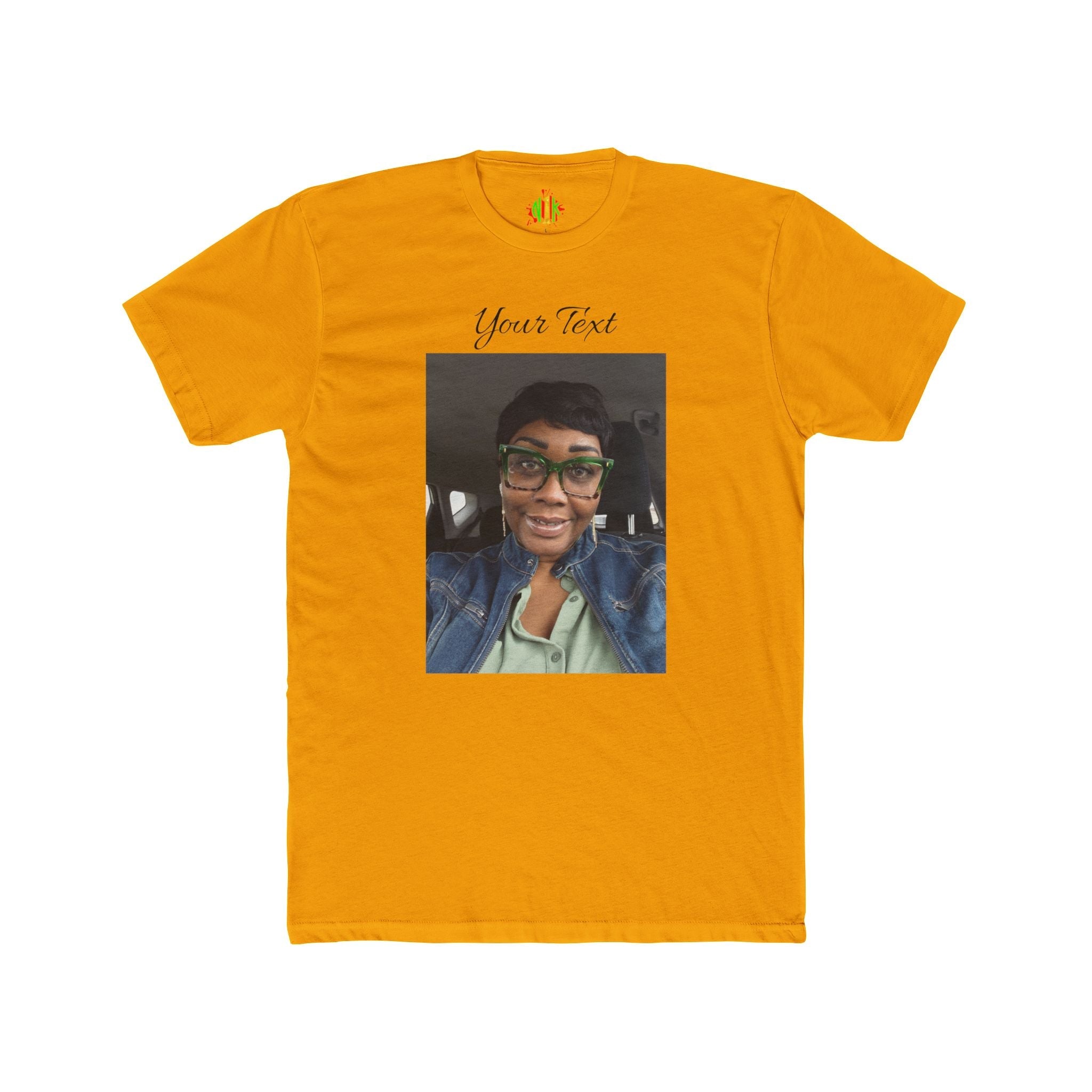 Custom Photo & Text Tee — Personalize "Your Text" Portrait T-Shirt
