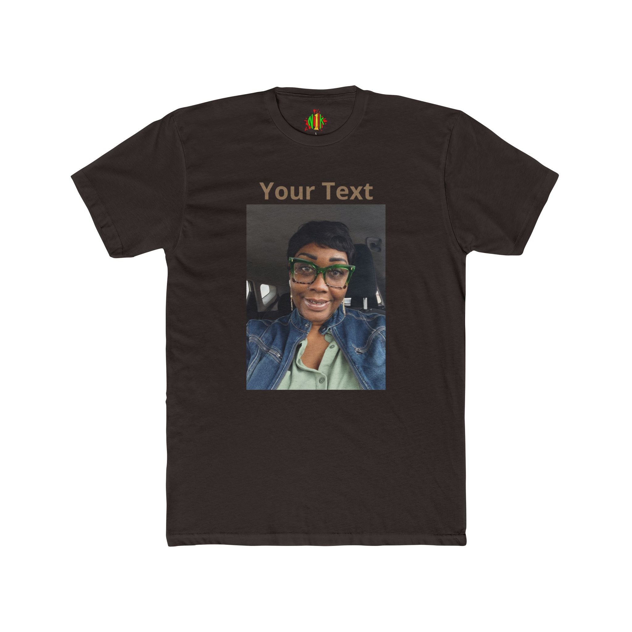 Custom Photo & Text Tee — Personalize "Your Text" Portrait T-Shirt