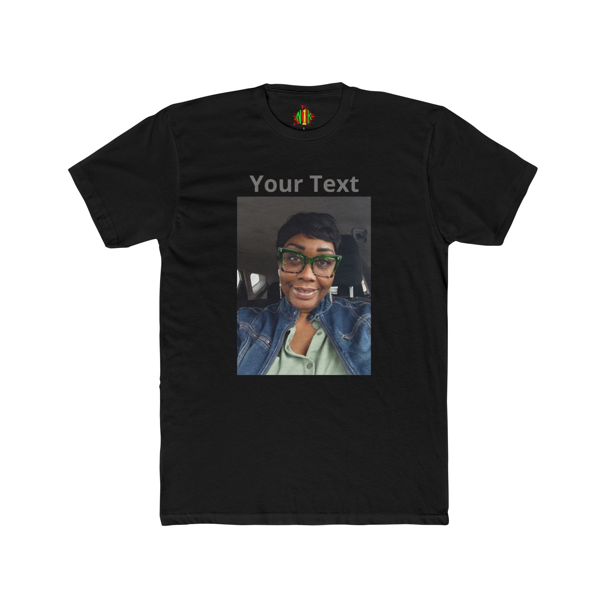 Custom Photo & Text Tee — Personalize "Your Text" Portrait T-Shirt