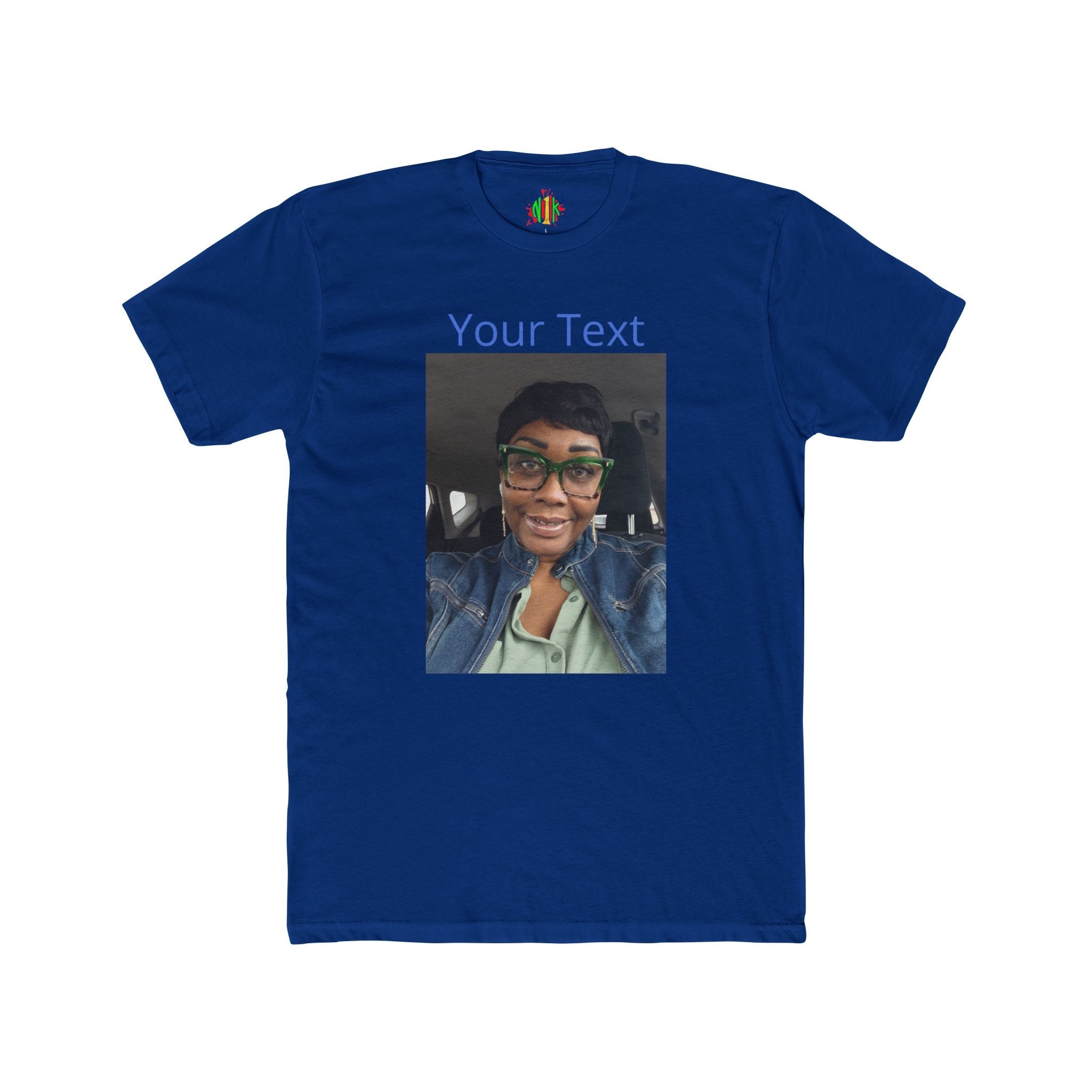 Custom Photo & Text Tee — Personalize "Your Text" Portrait T-Shirt