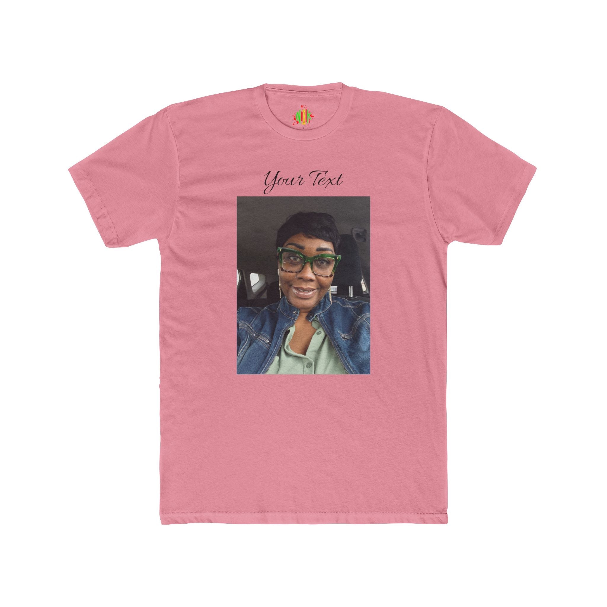 Custom Photo & Text Tee — Personalize "Your Text" Portrait T-Shirt