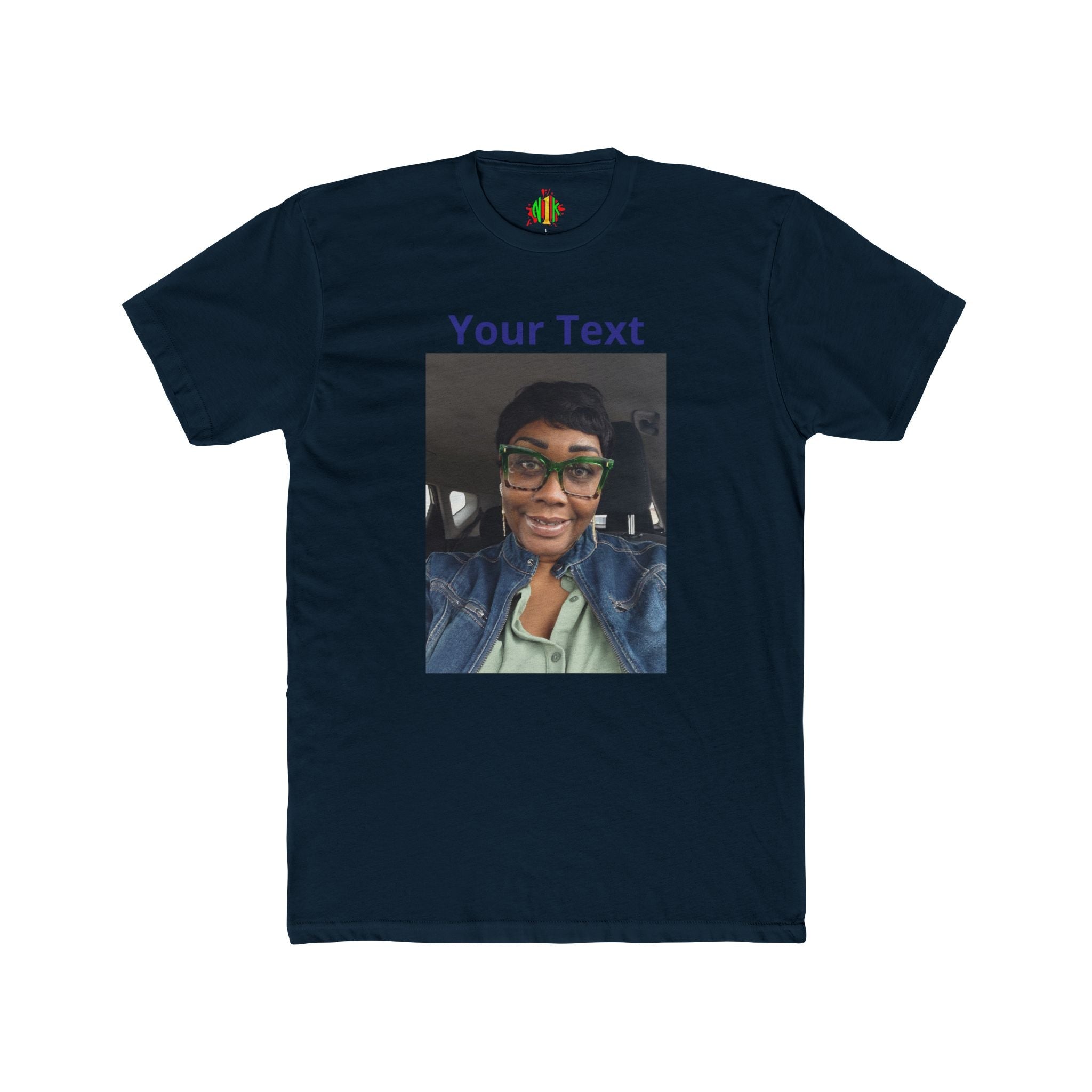Custom Photo & Text Tee — Personalize "Your Text" Portrait T-Shirt