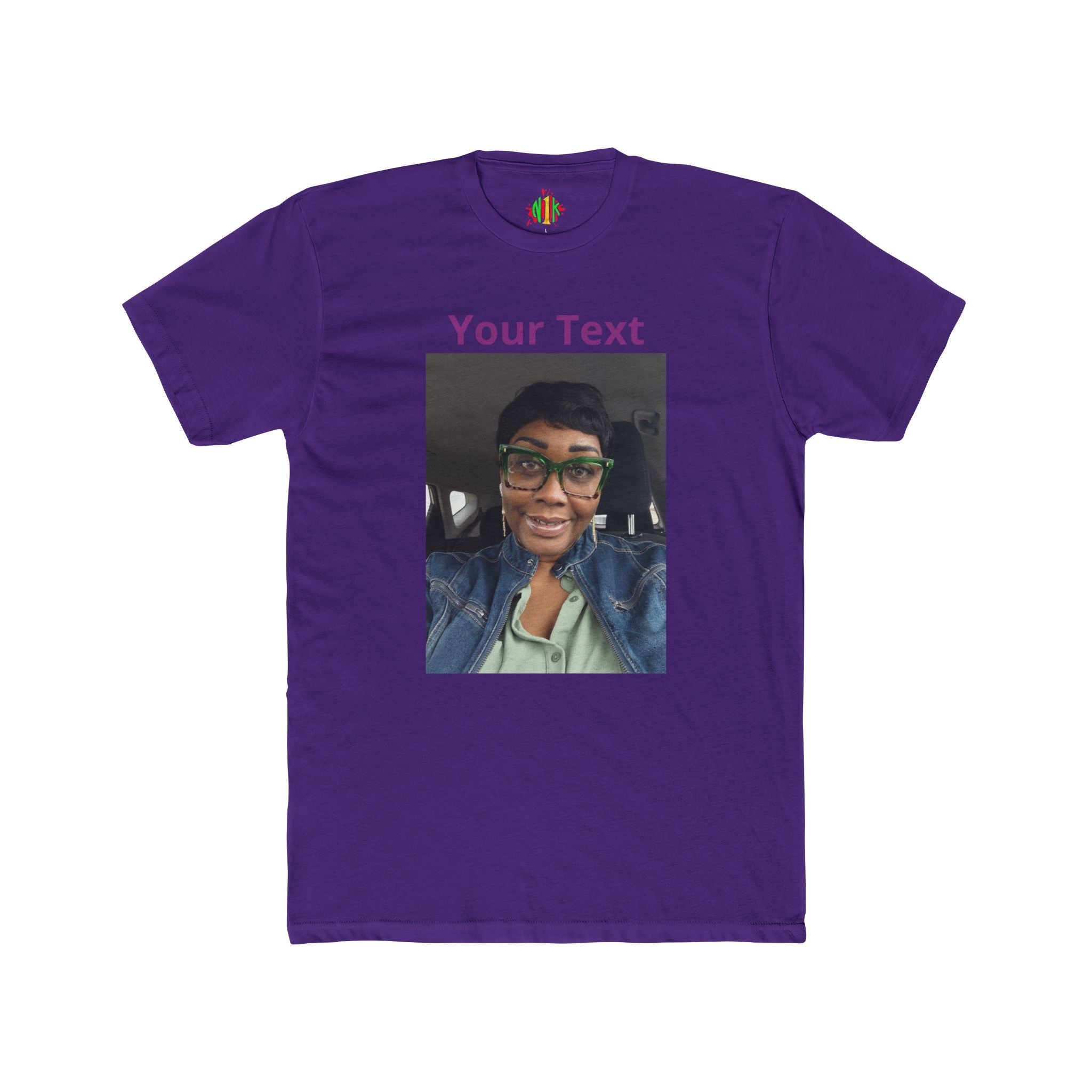 Custom Photo & Text Tee — Personalize "Your Text" Portrait T-Shirt