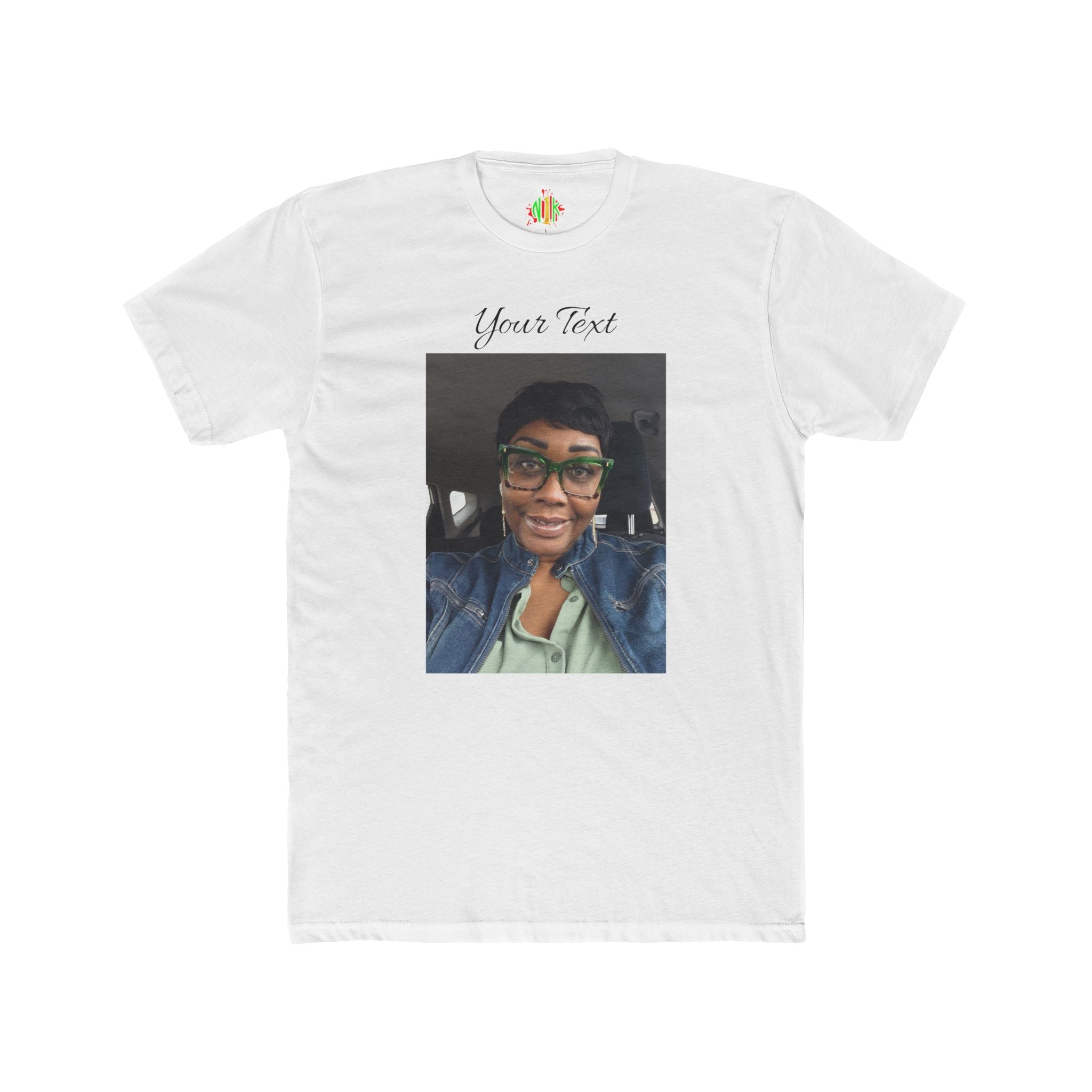 Custom Photo & Text Tee — Personalize "Your Text" Portrait T-Shirt