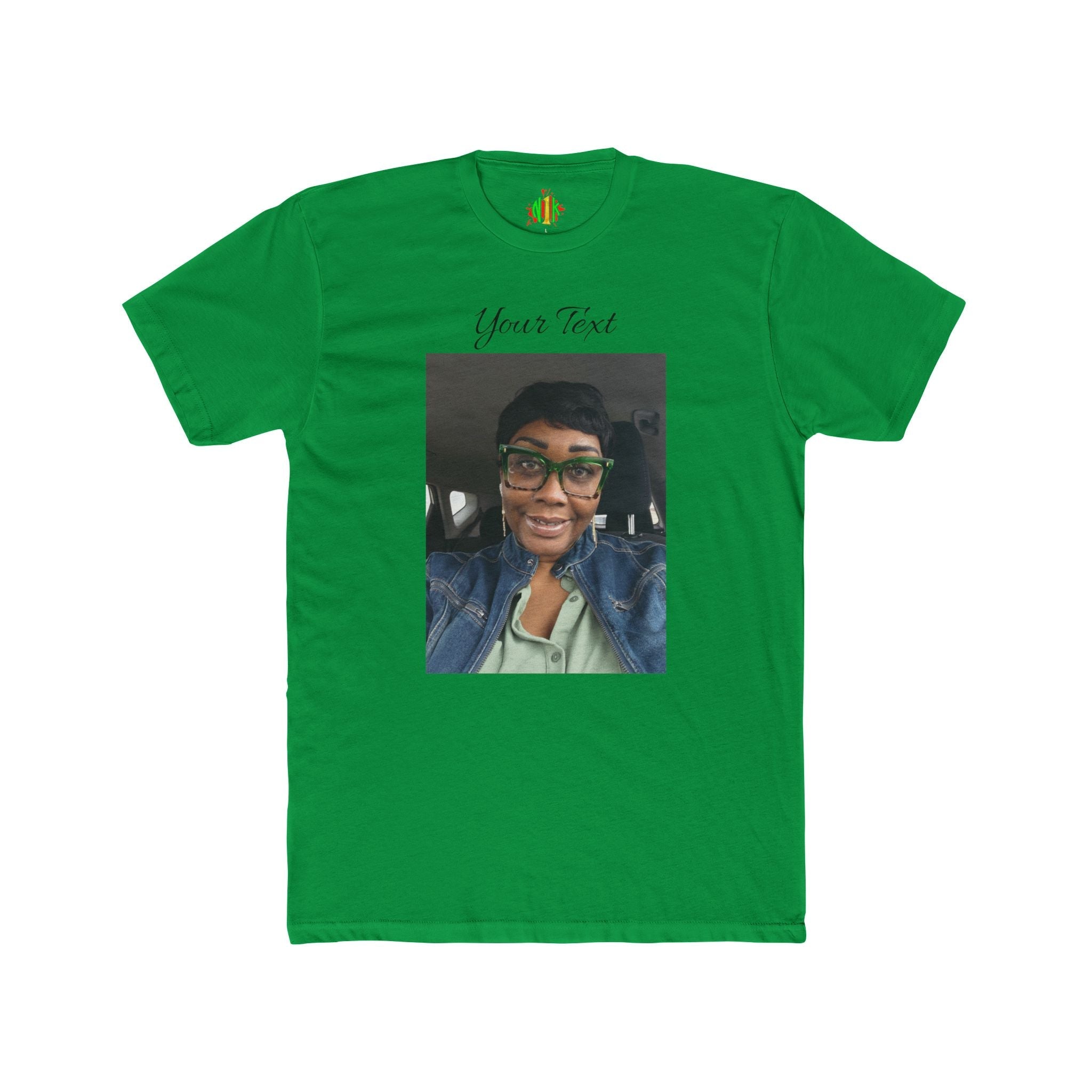 Custom Photo & Text Tee — Personalize "Your Text" Portrait T-Shirt