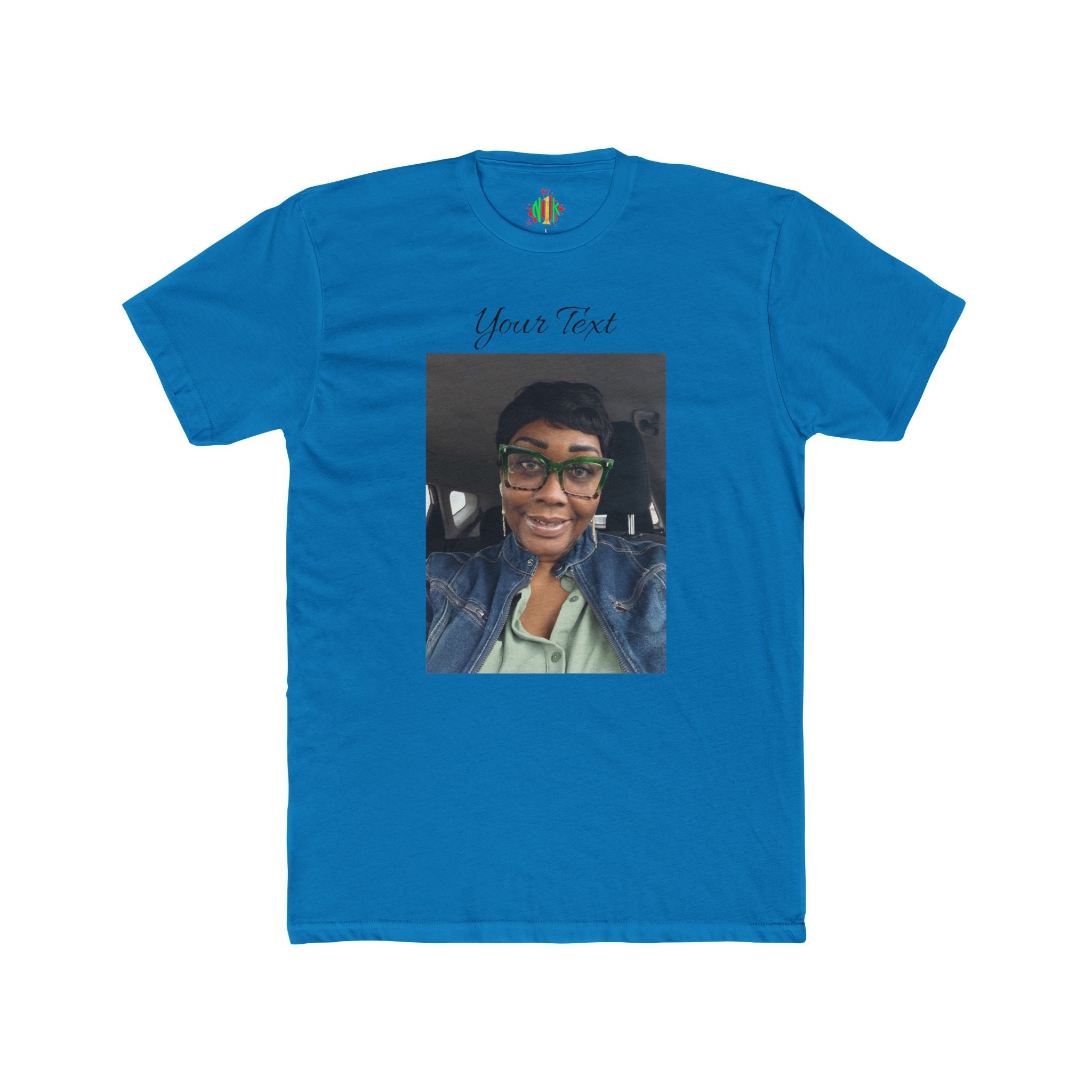 Custom Photo & Text Tee — Personalize "Your Text" Portrait T-Shirt