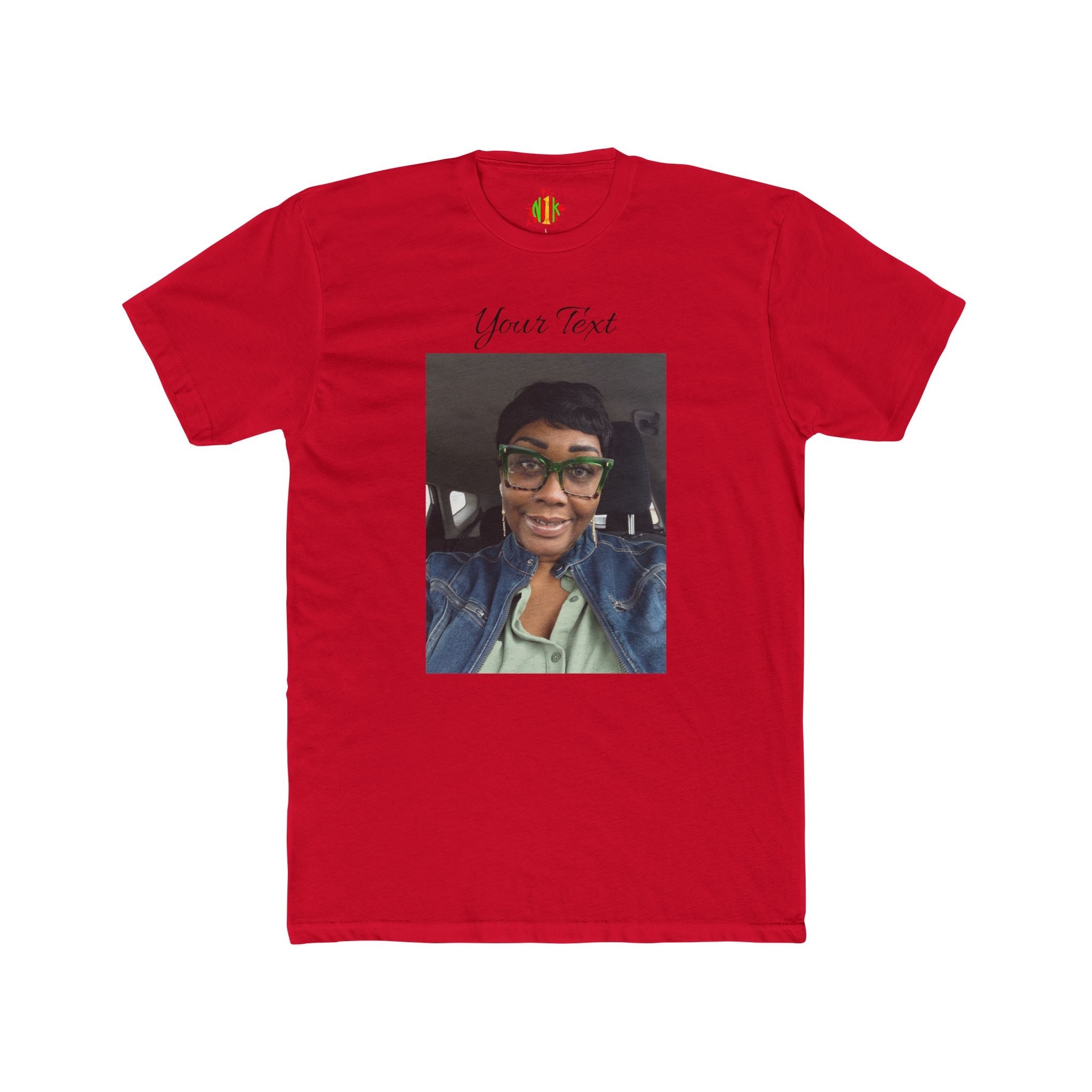 Custom Photo & Text Tee — Personalize "Your Text" Portrait T-Shirt