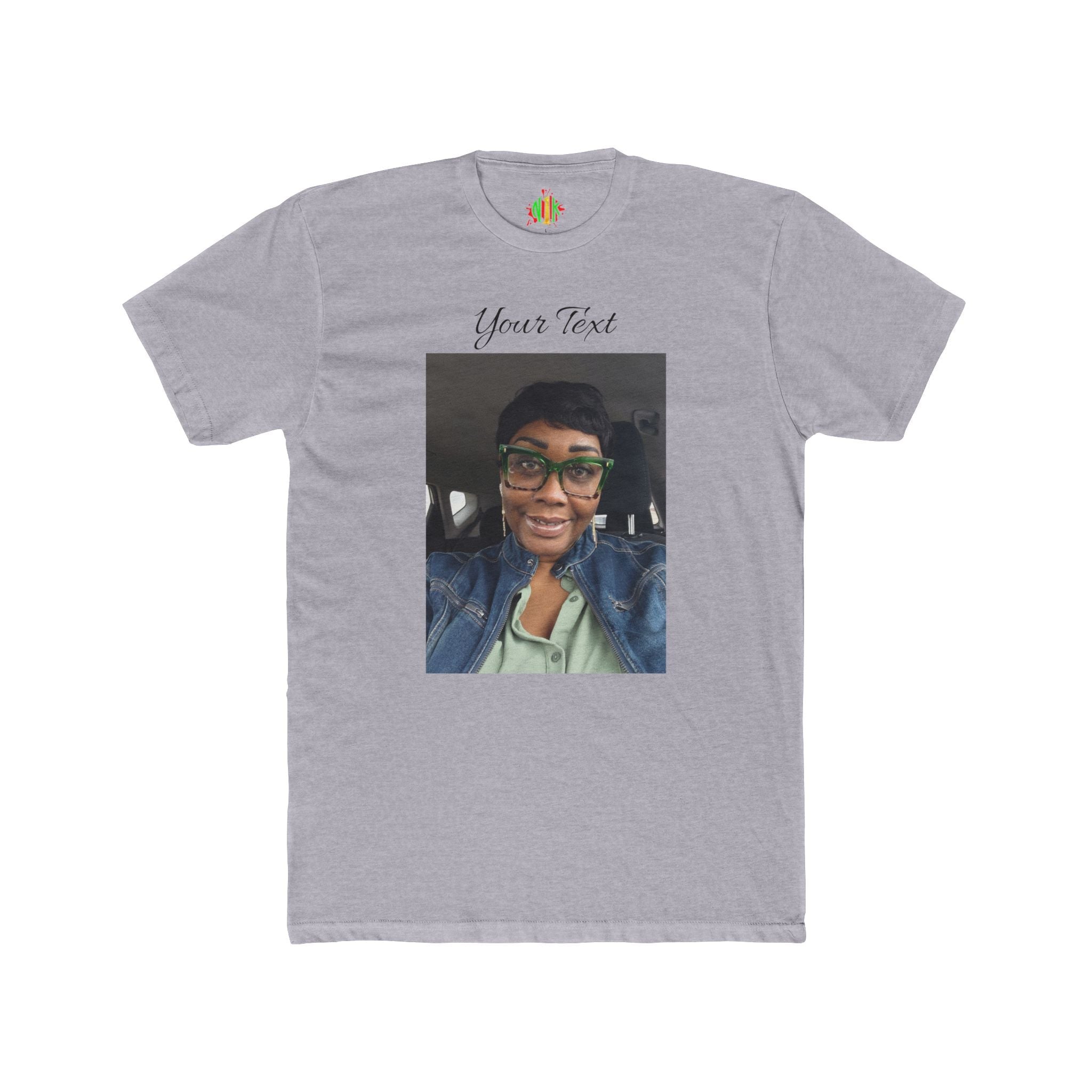 Custom Photo & Text Tee — Personalize "Your Text" Portrait T-Shirt