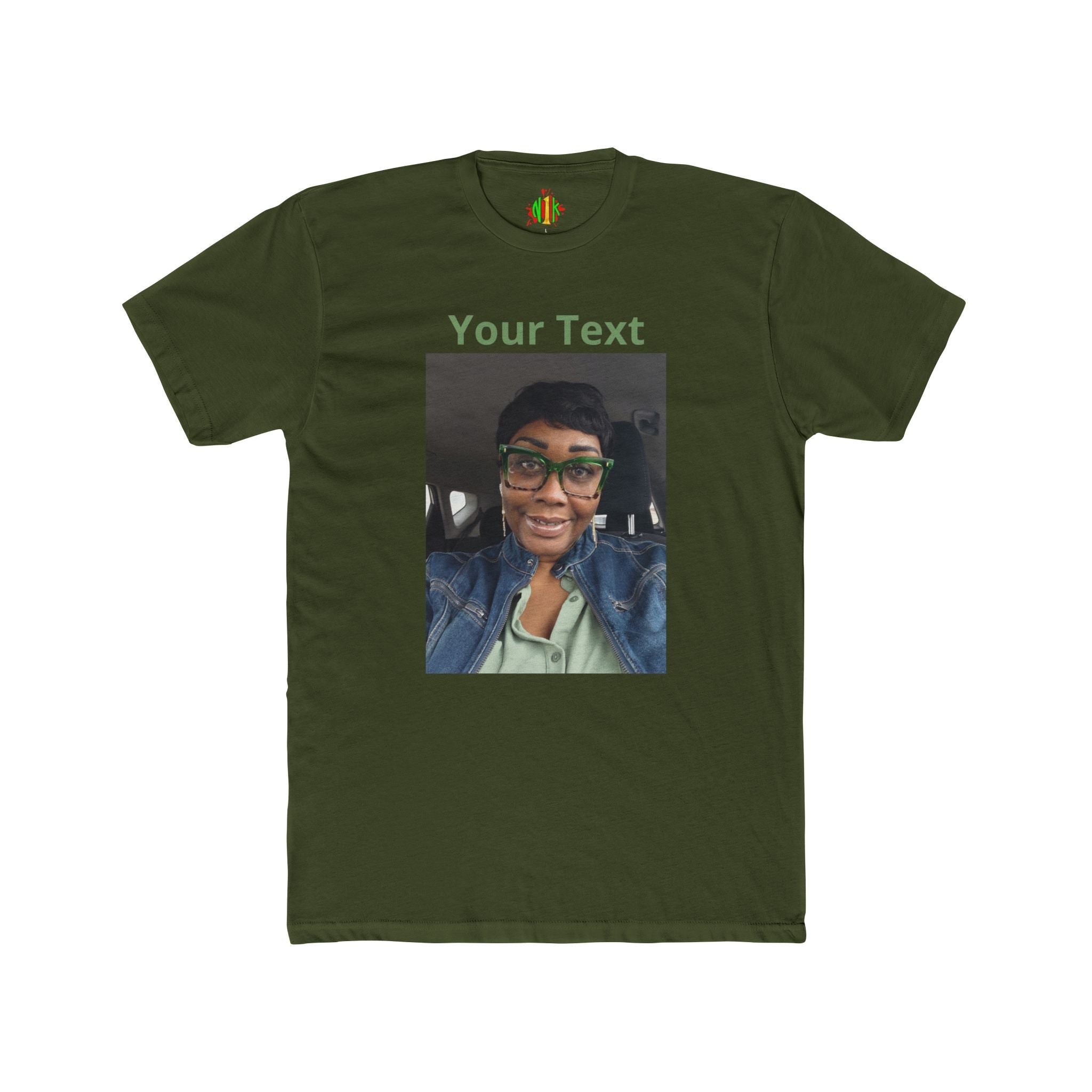 Custom Photo & Text Tee — Personalize "Your Text" Portrait T-Shirt